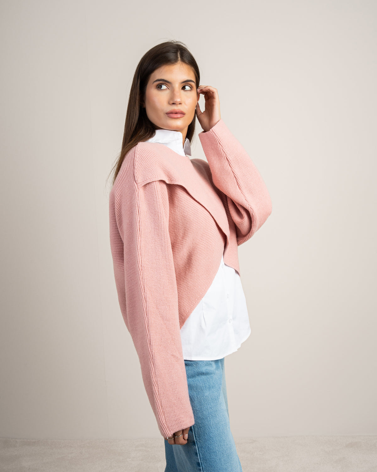 Plain Cropped Knitwear Pullover