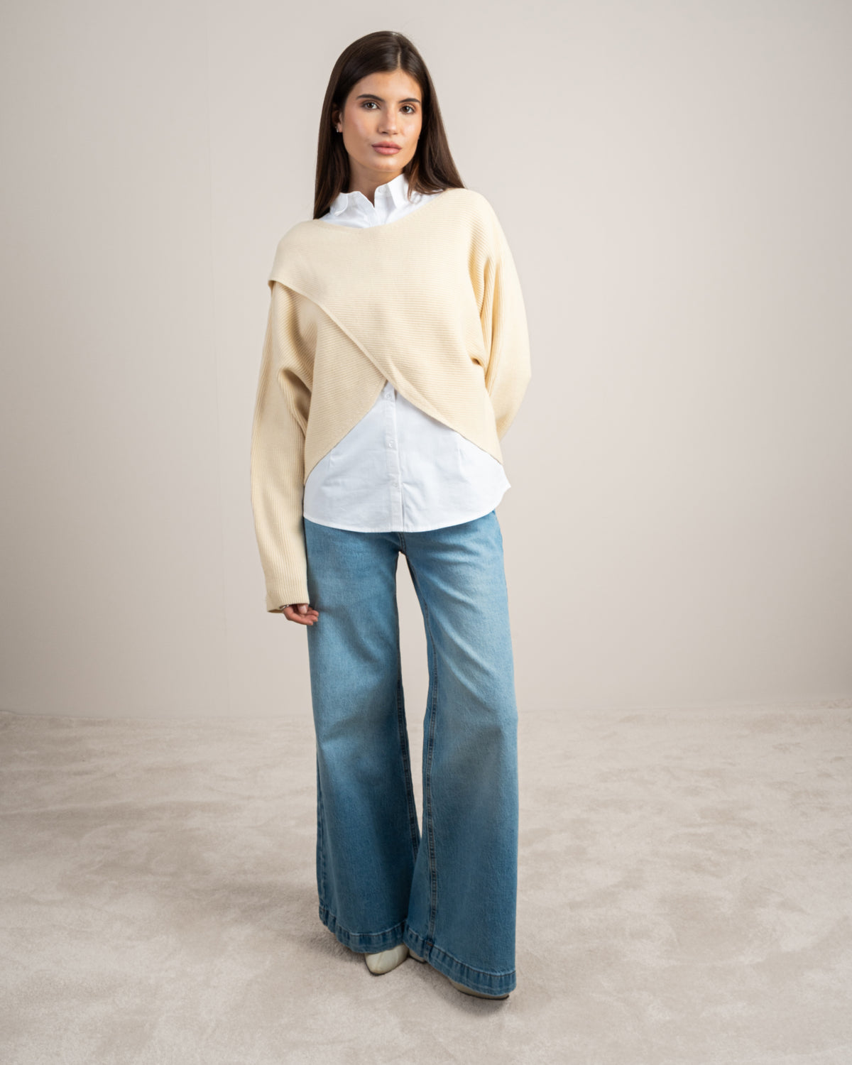 Plain Cropped Knitwear Pullover