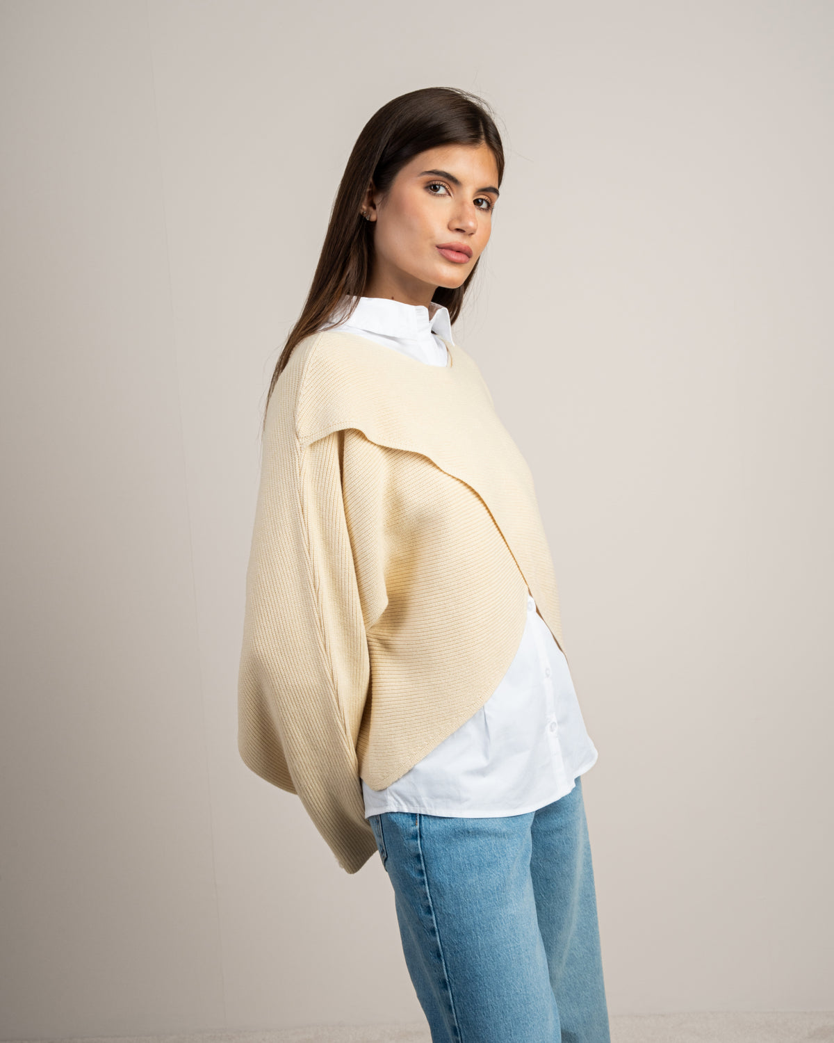 Plain Cropped Knitwear Pullover