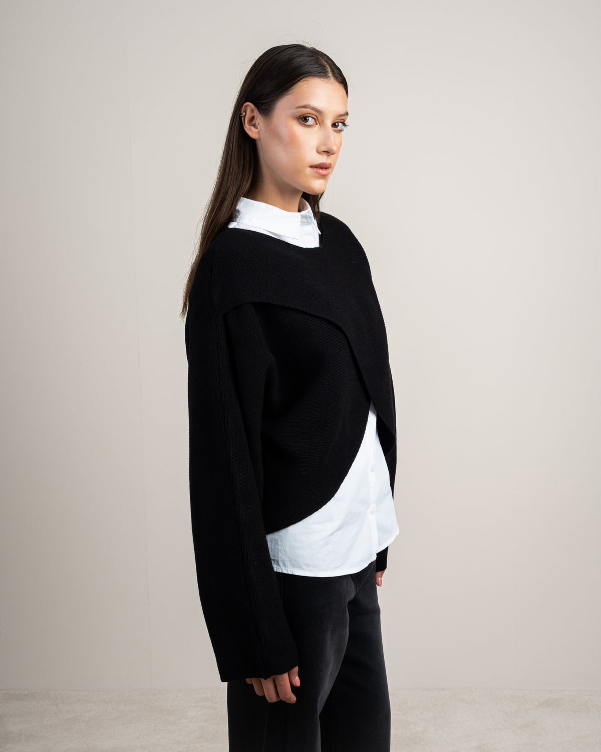 Plain Cropped Knitwear Pullover