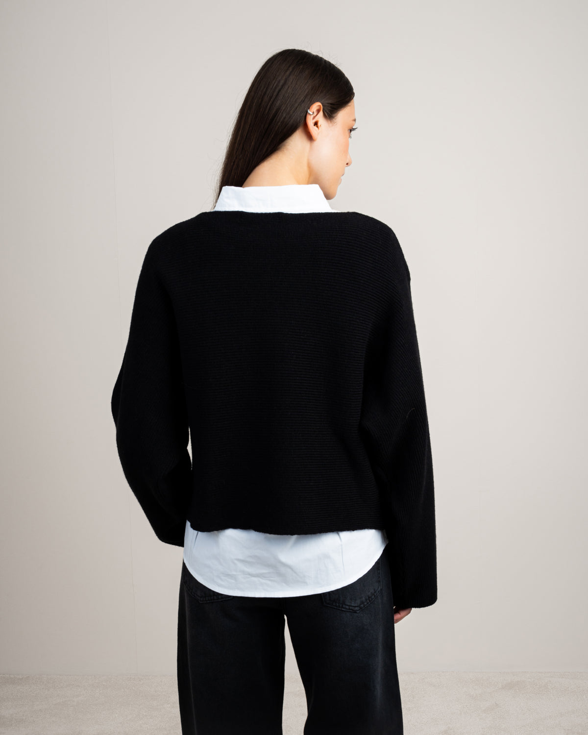 Plain Cropped Knitwear Pullover