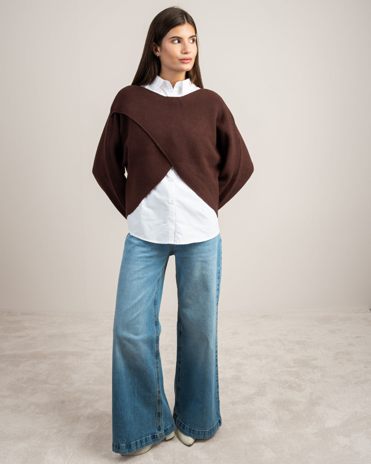 Plain Cropped Knitwear Pullover