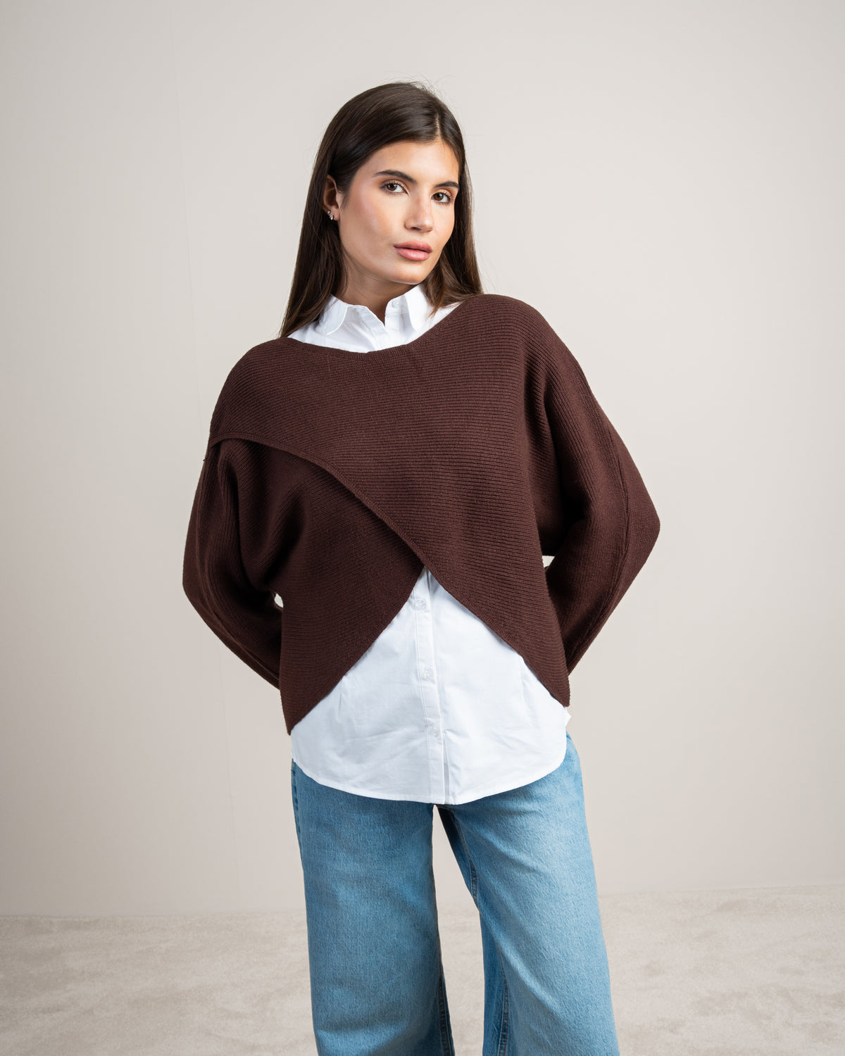 Plain Cropped Knitwear Pullover