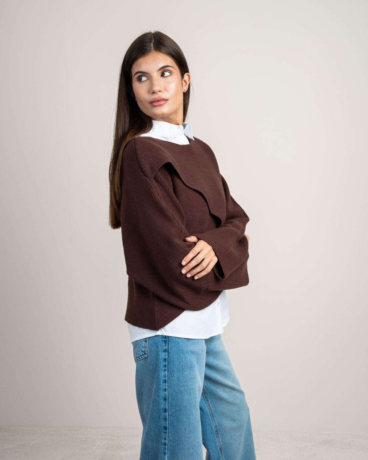 Plain Cropped Knitwear Pullover