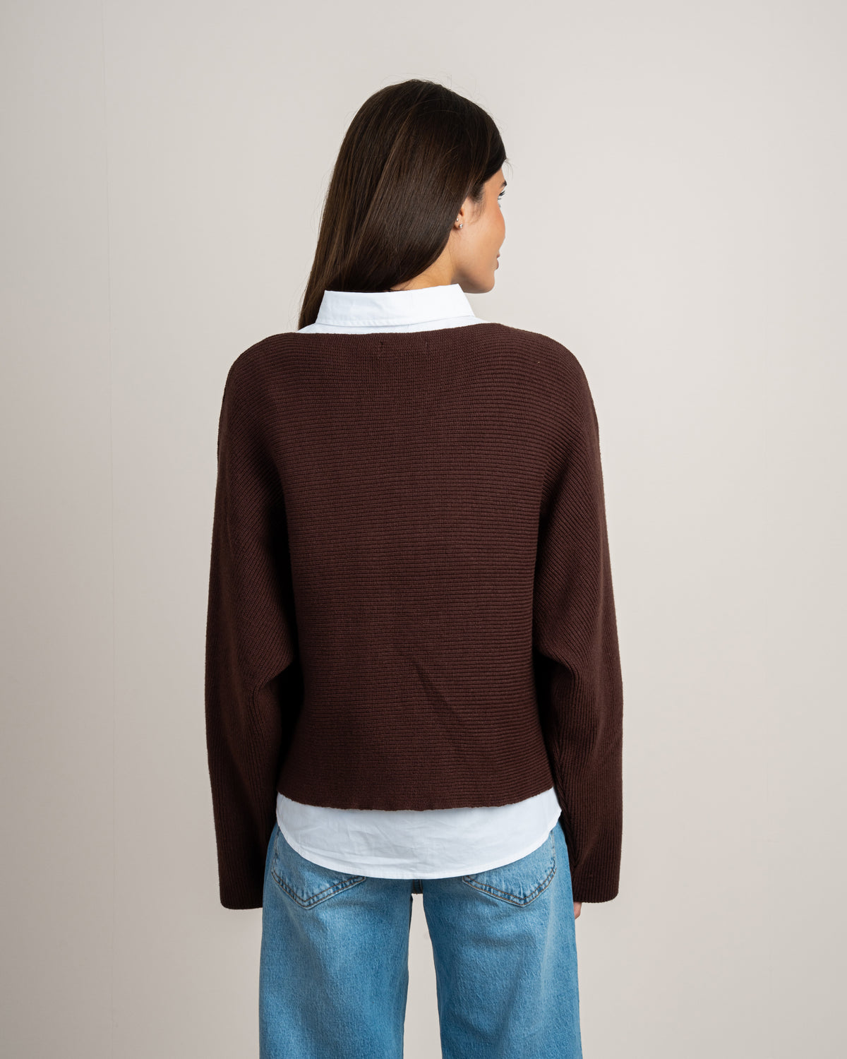 Plain Cropped Knitwear Pullover