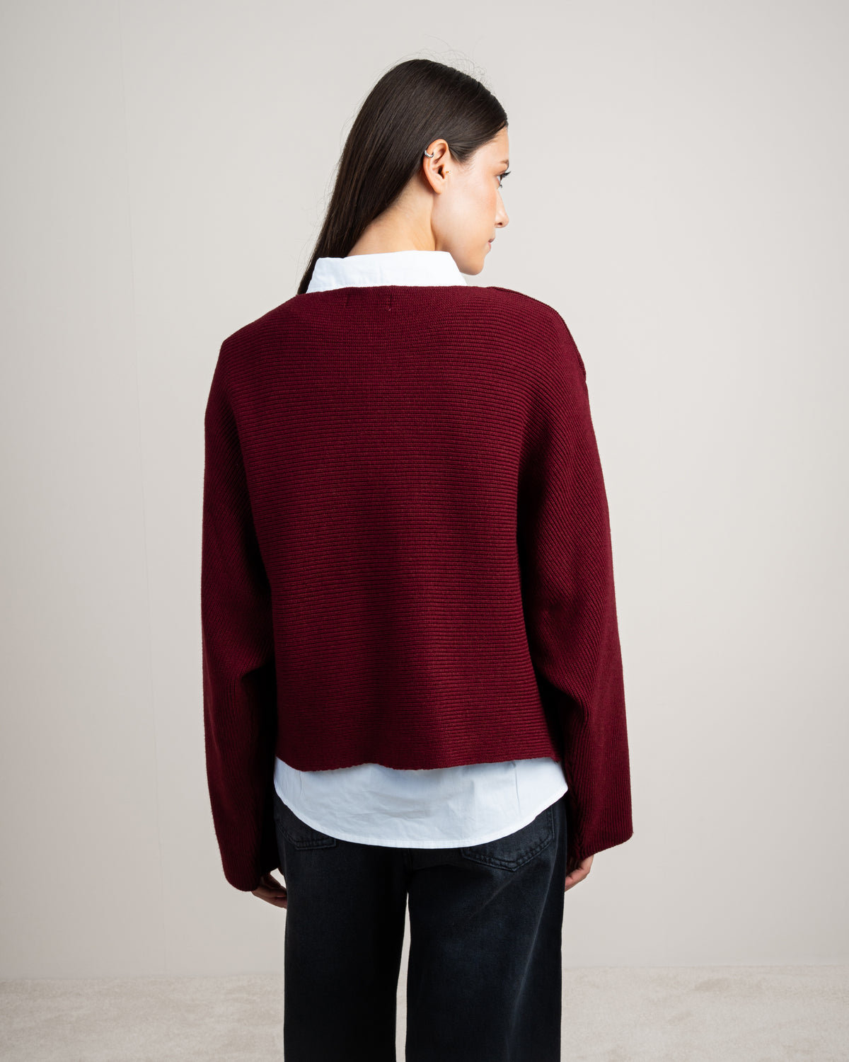 Plain Cropped Knitwear Pullover
