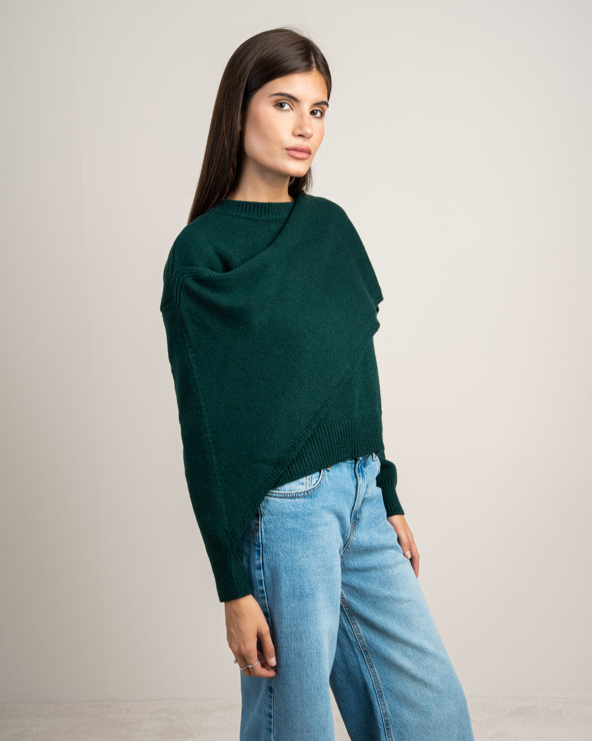 Plain Knitwear Pullover - With Attached Scarf