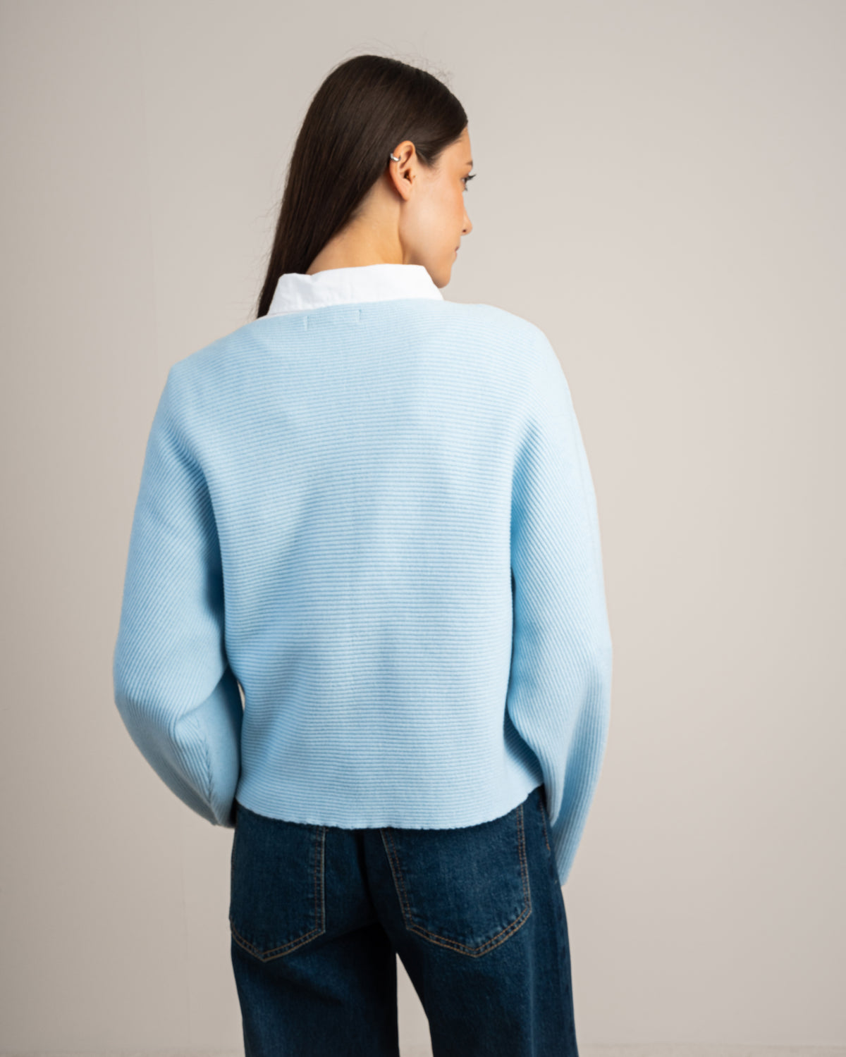 Plain Cropped Knitwear Pullover