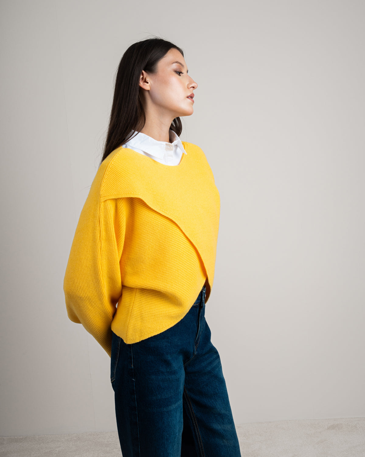 Plain Cropped Knitwear Pullover