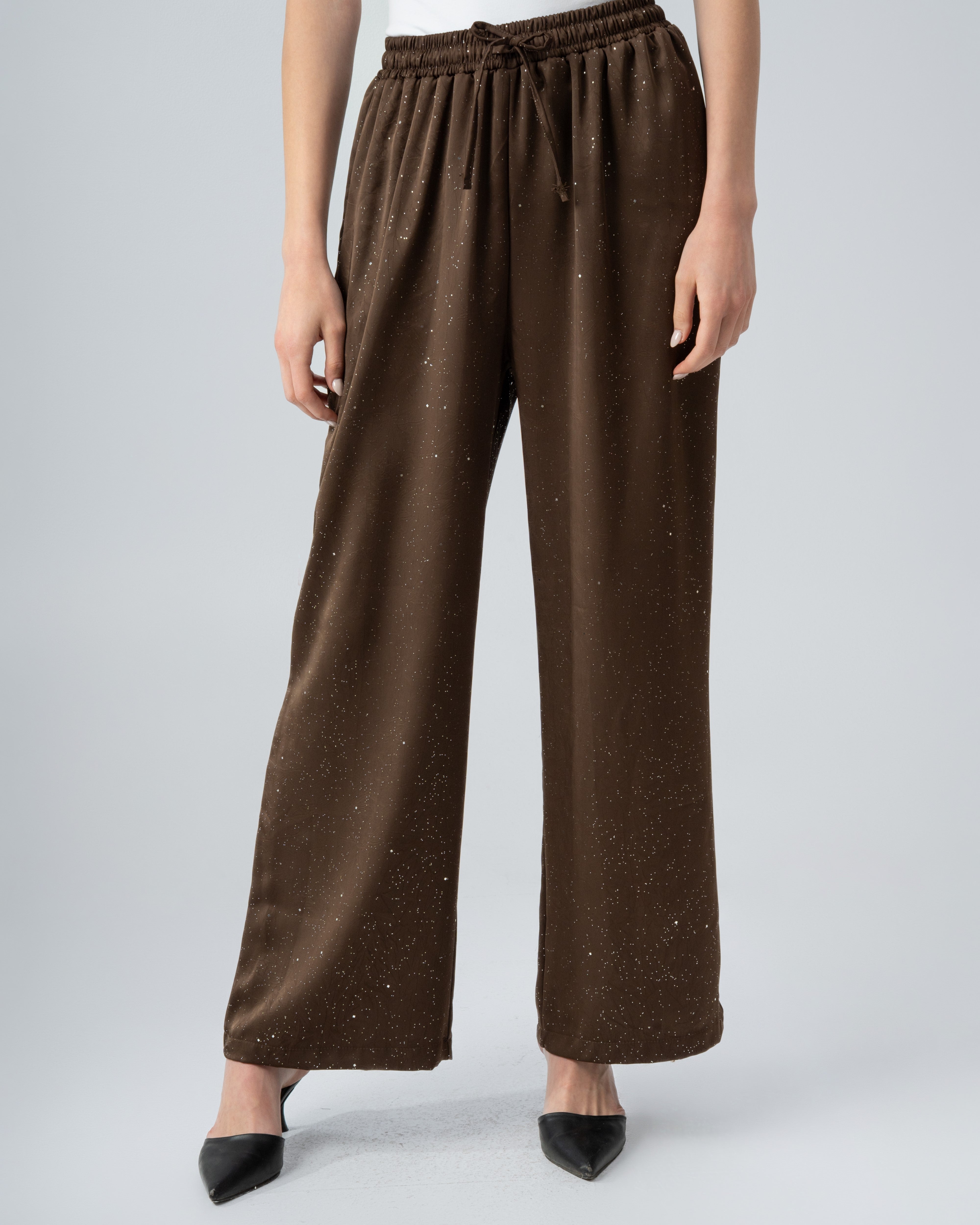 Plain Satin Rhinestone Trousers