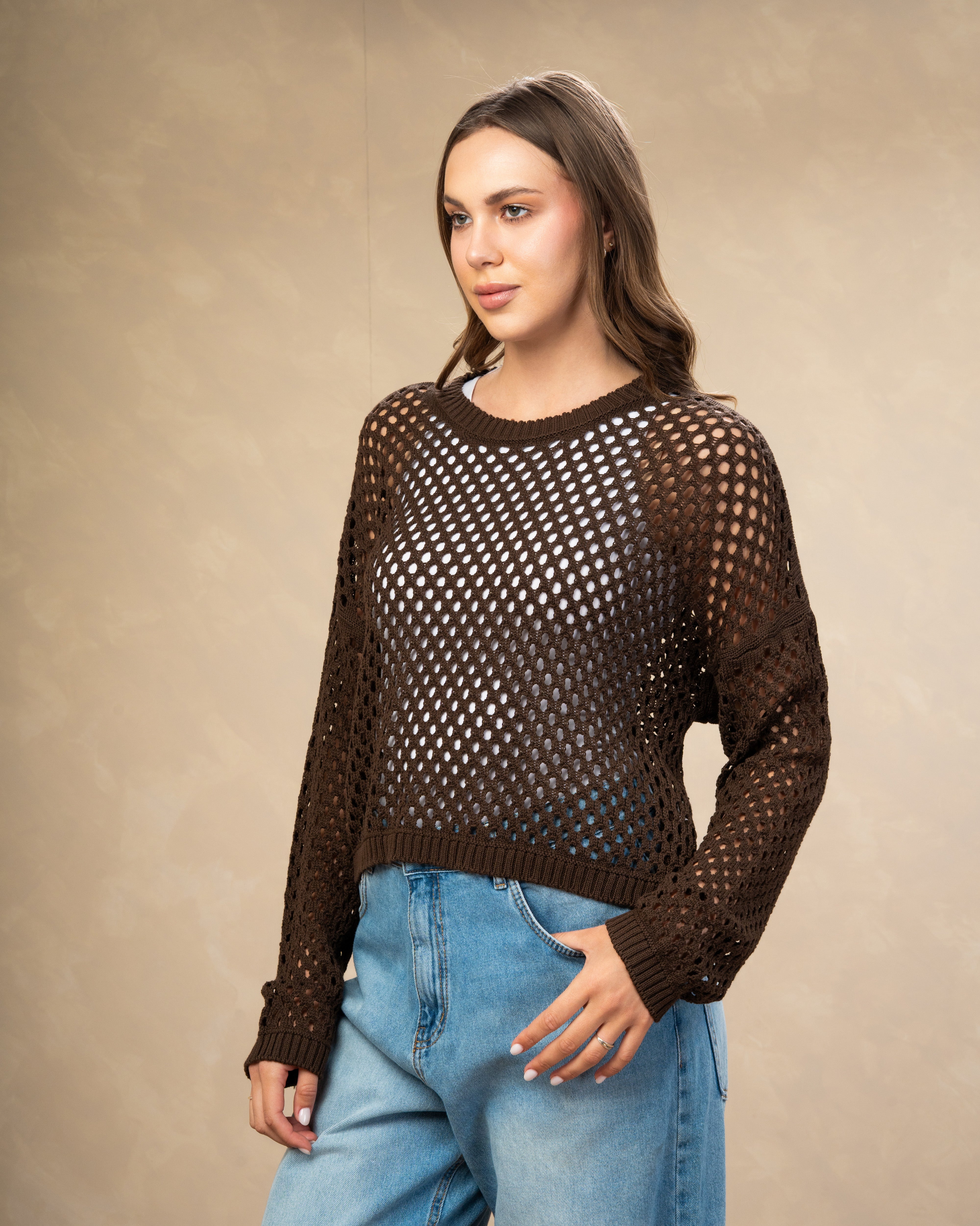 Knitwear Body With Small Cutout Squares