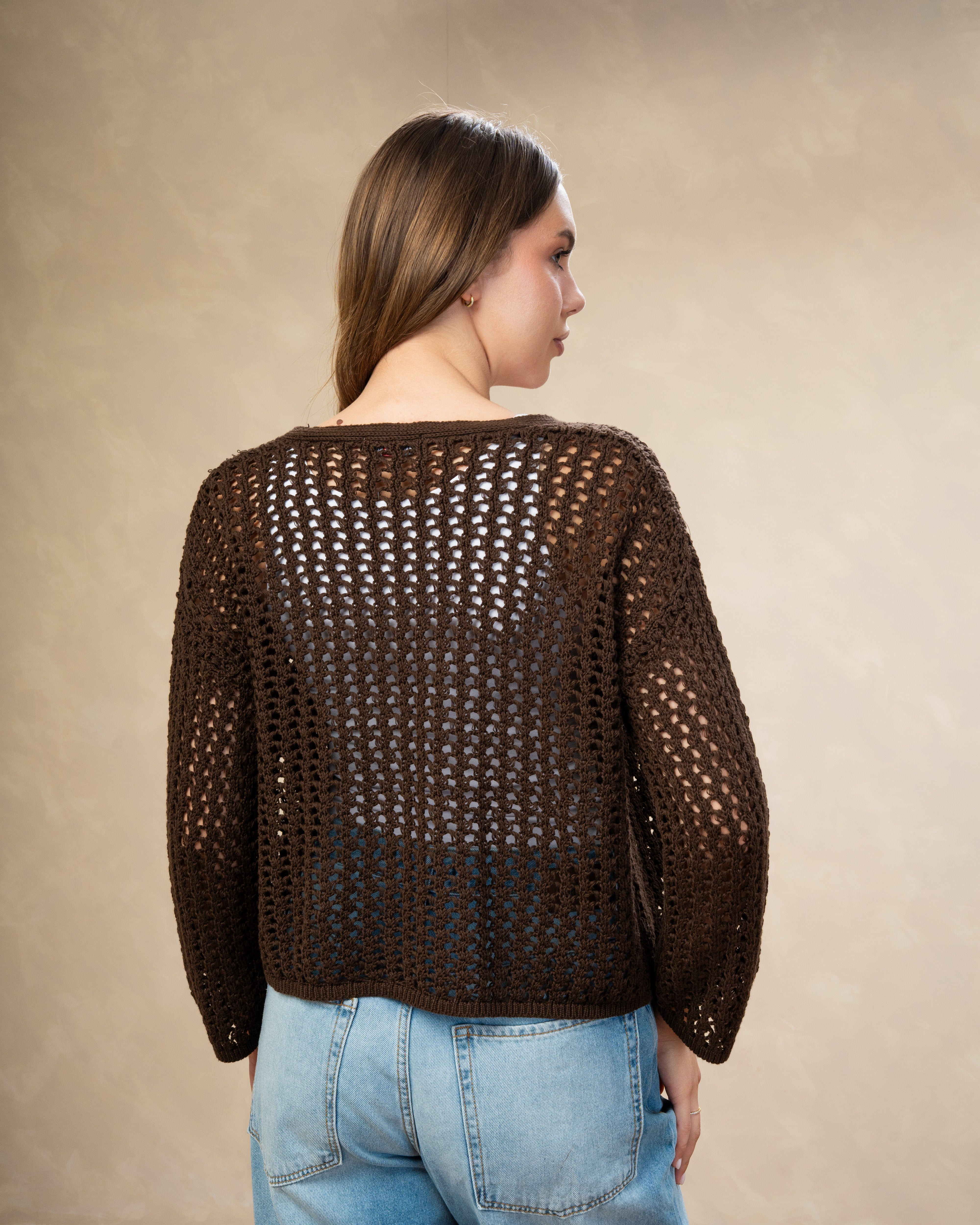 Short Open Knitwear Cardigan - With Tie