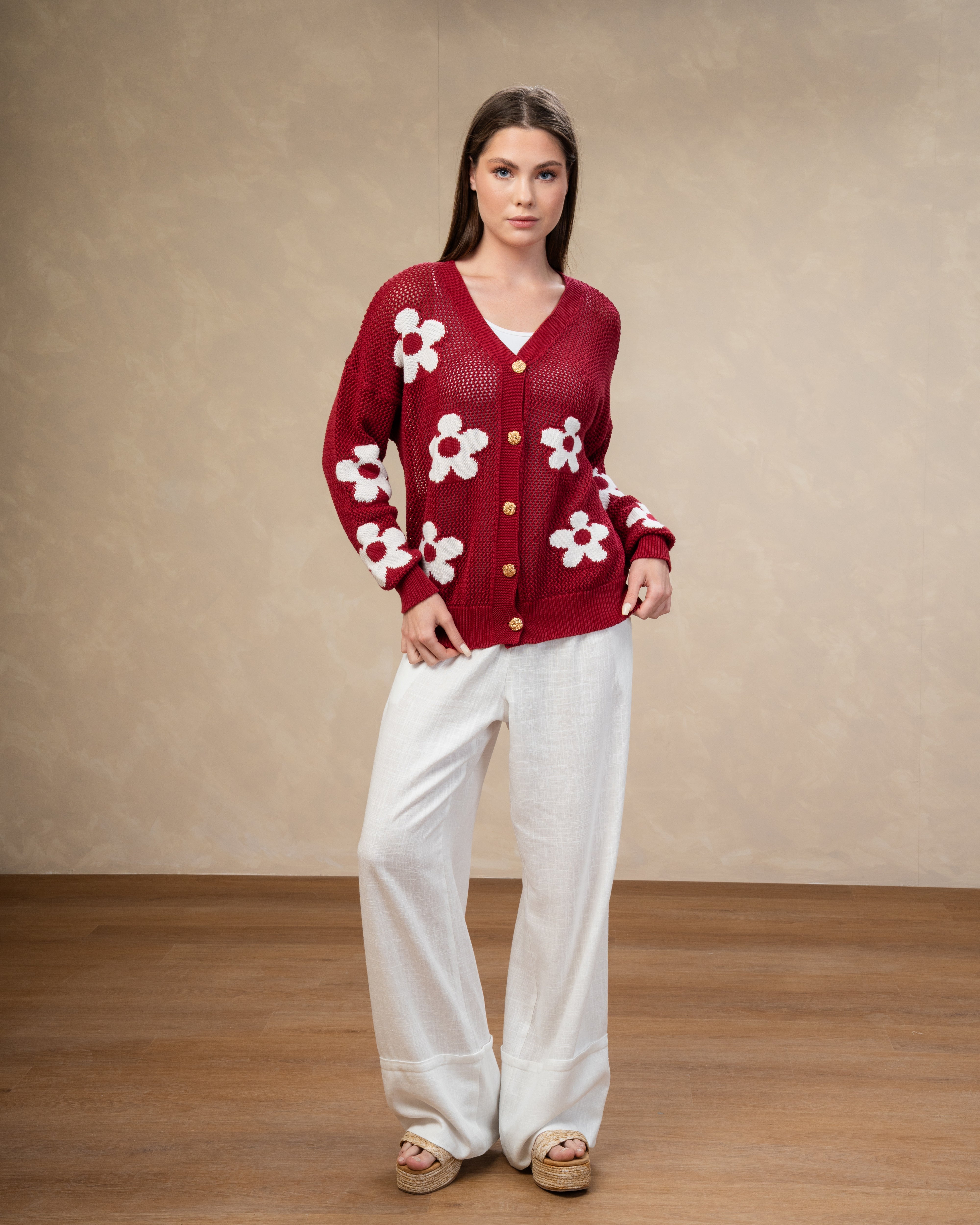 Knitwear Cardigan With Floral Embroidery