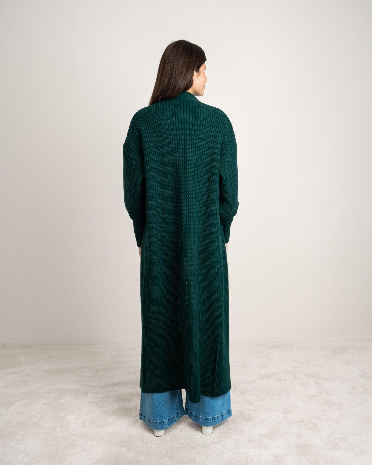 Open Knitwear Cardigan - With Ribbed Sleeves