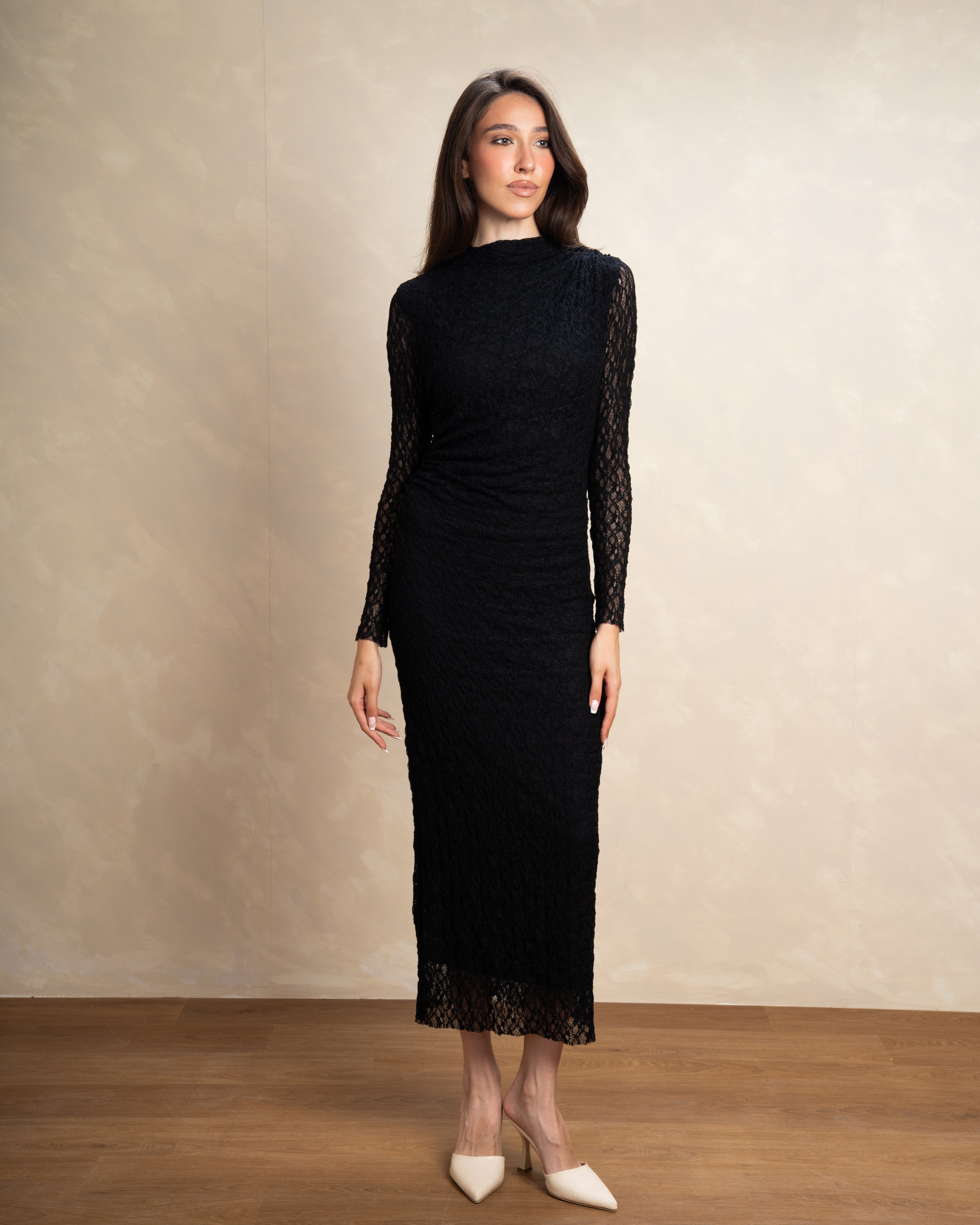 Plain Dress With Braided Sleeves