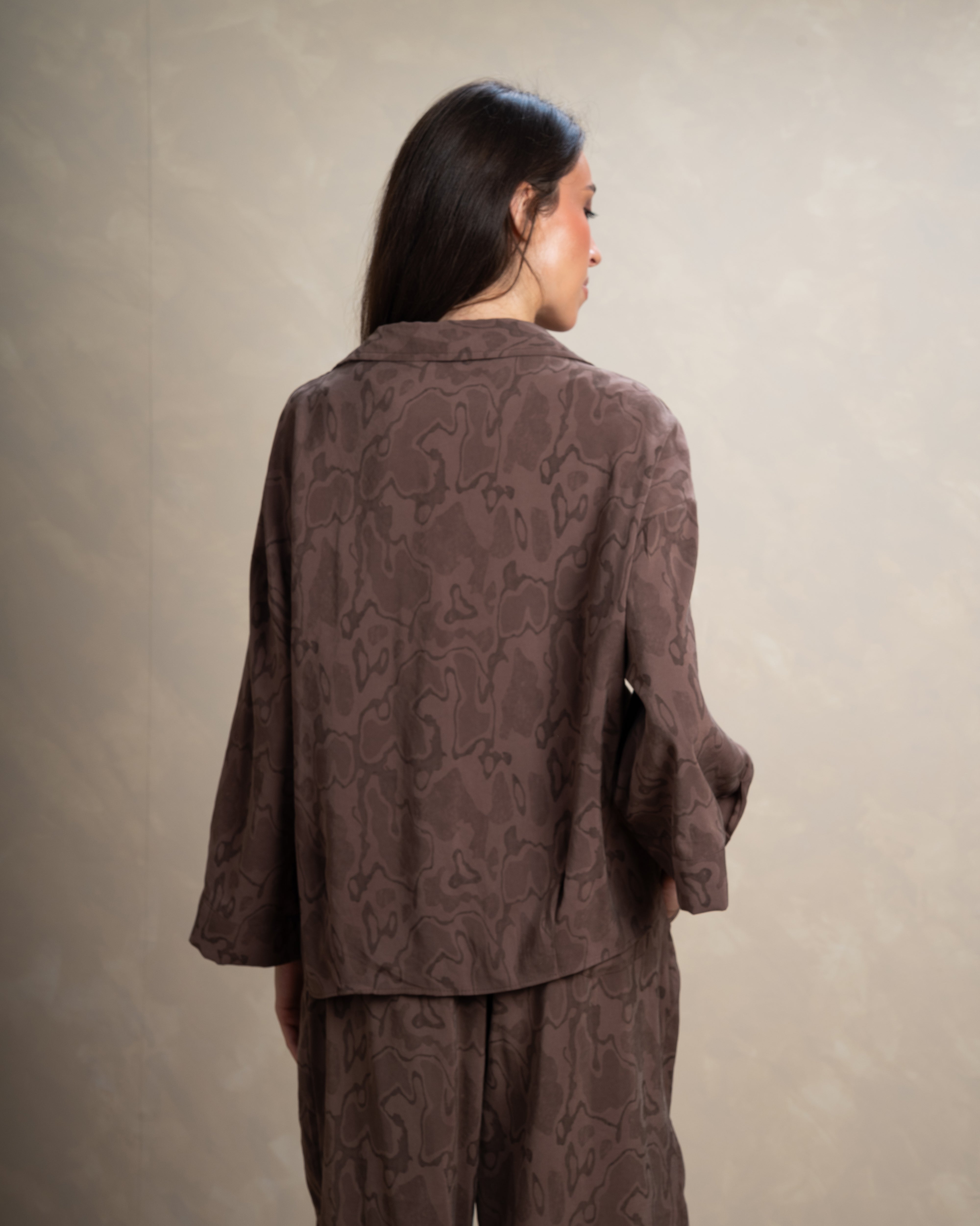 Wave Print Shirt With Chest Pocket