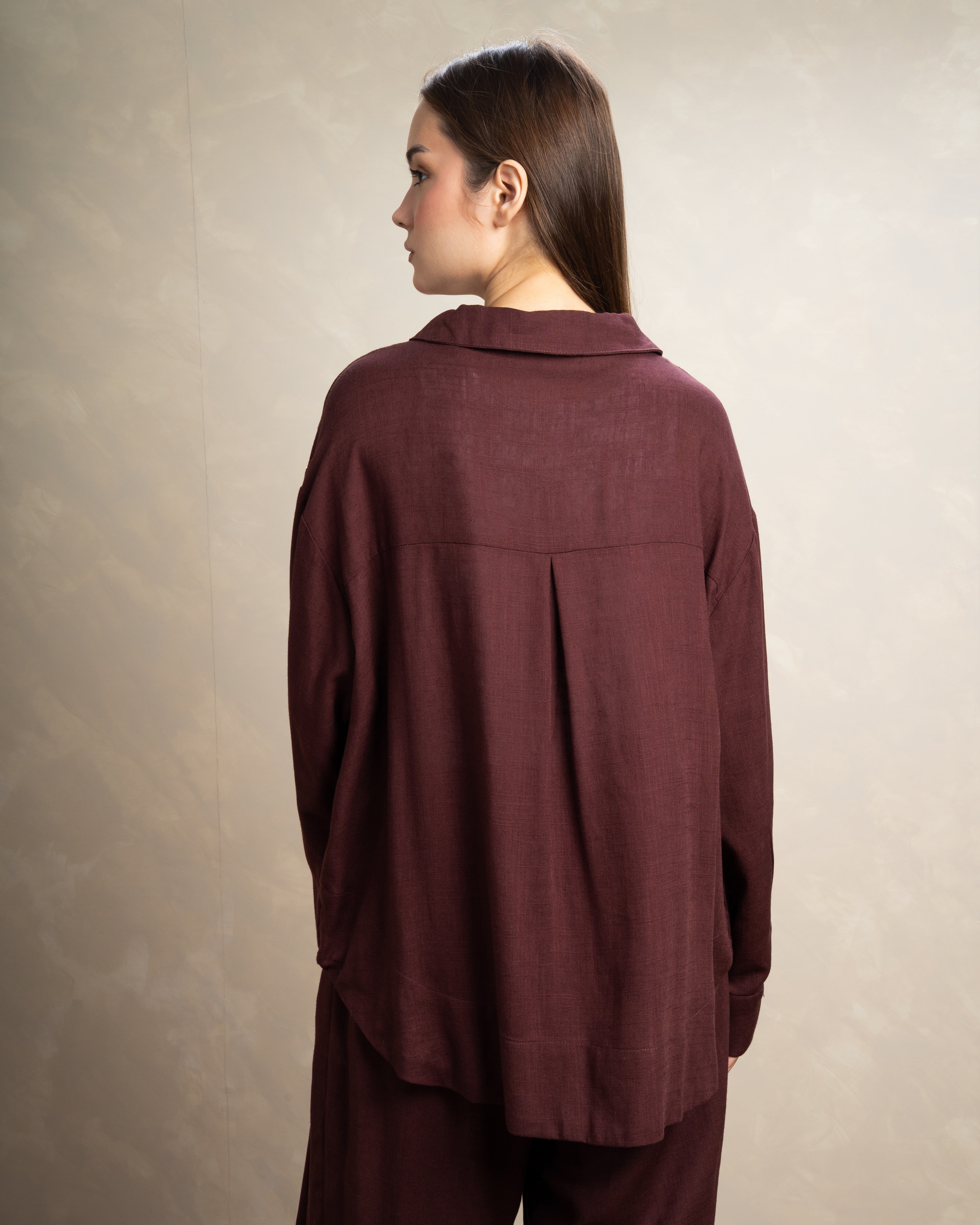 Long Plain Two-Piece Set With Button Cuffs