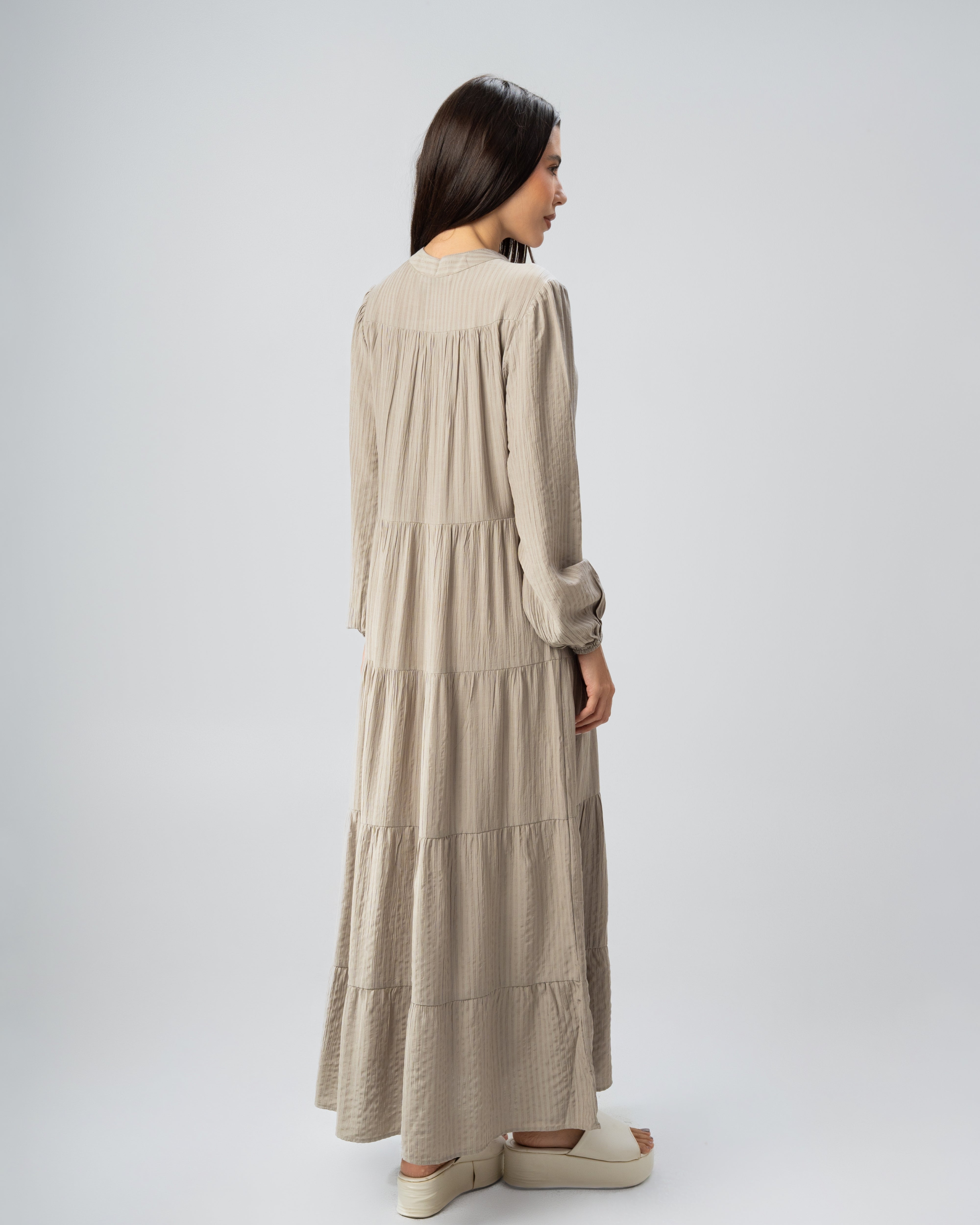 Long Plain Dress - With Chest Buttons