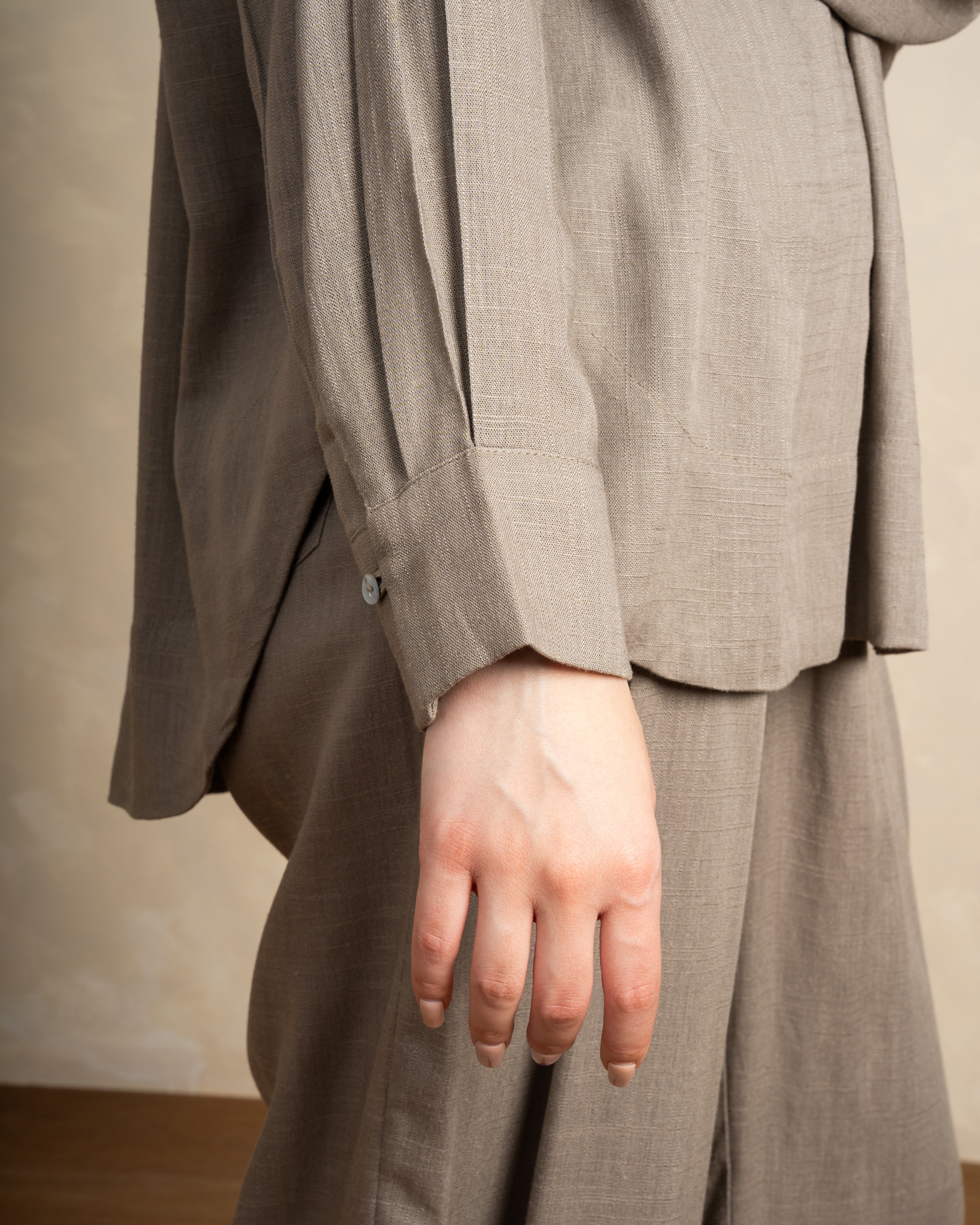 Long Plain Two-Piece Set With Button Cuffs