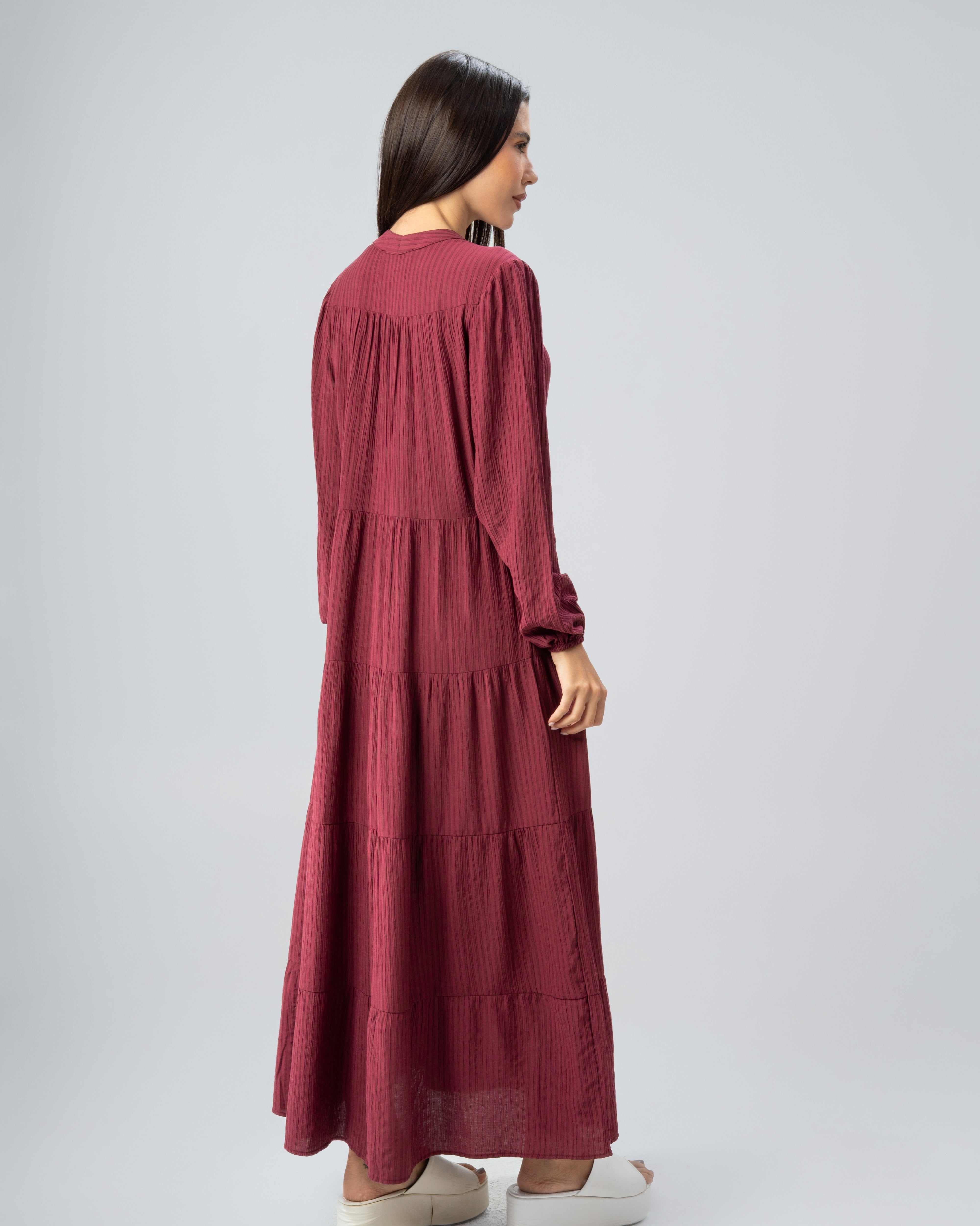 Long Plain Dress - With Chest Buttons