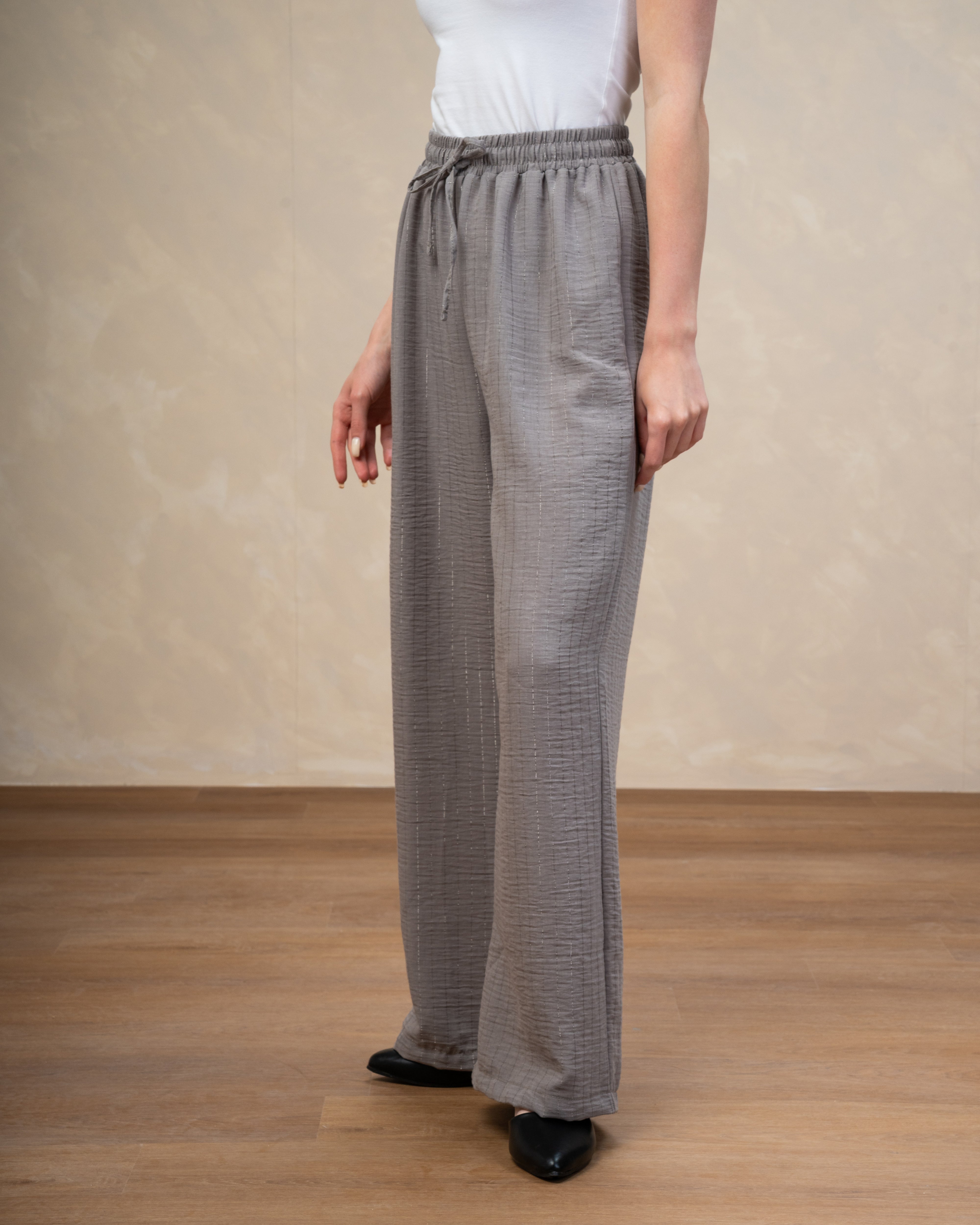 Striped Linen Trouser - With Subtle Gold Lines