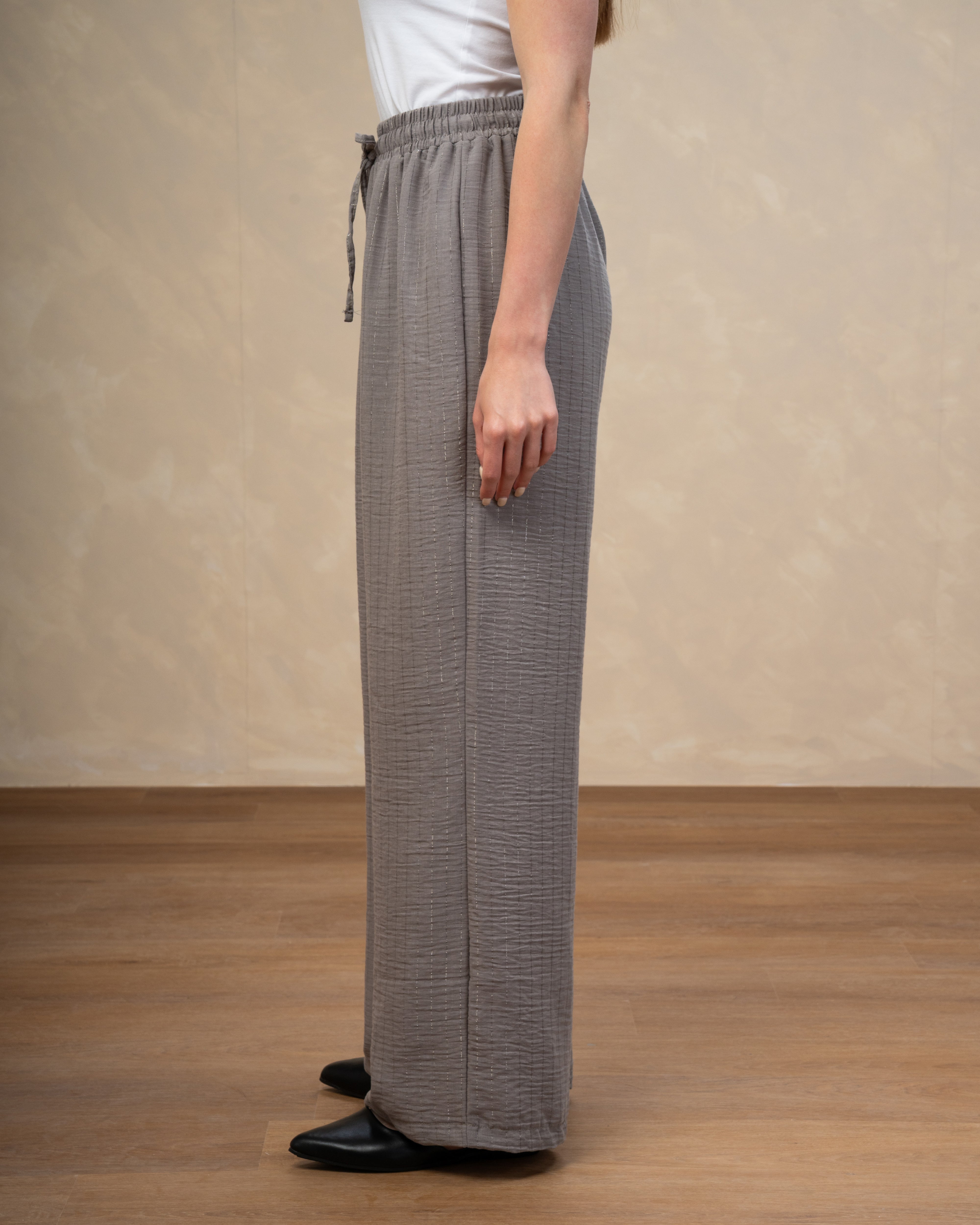 Striped Linen Trouser - With Subtle Gold Lines