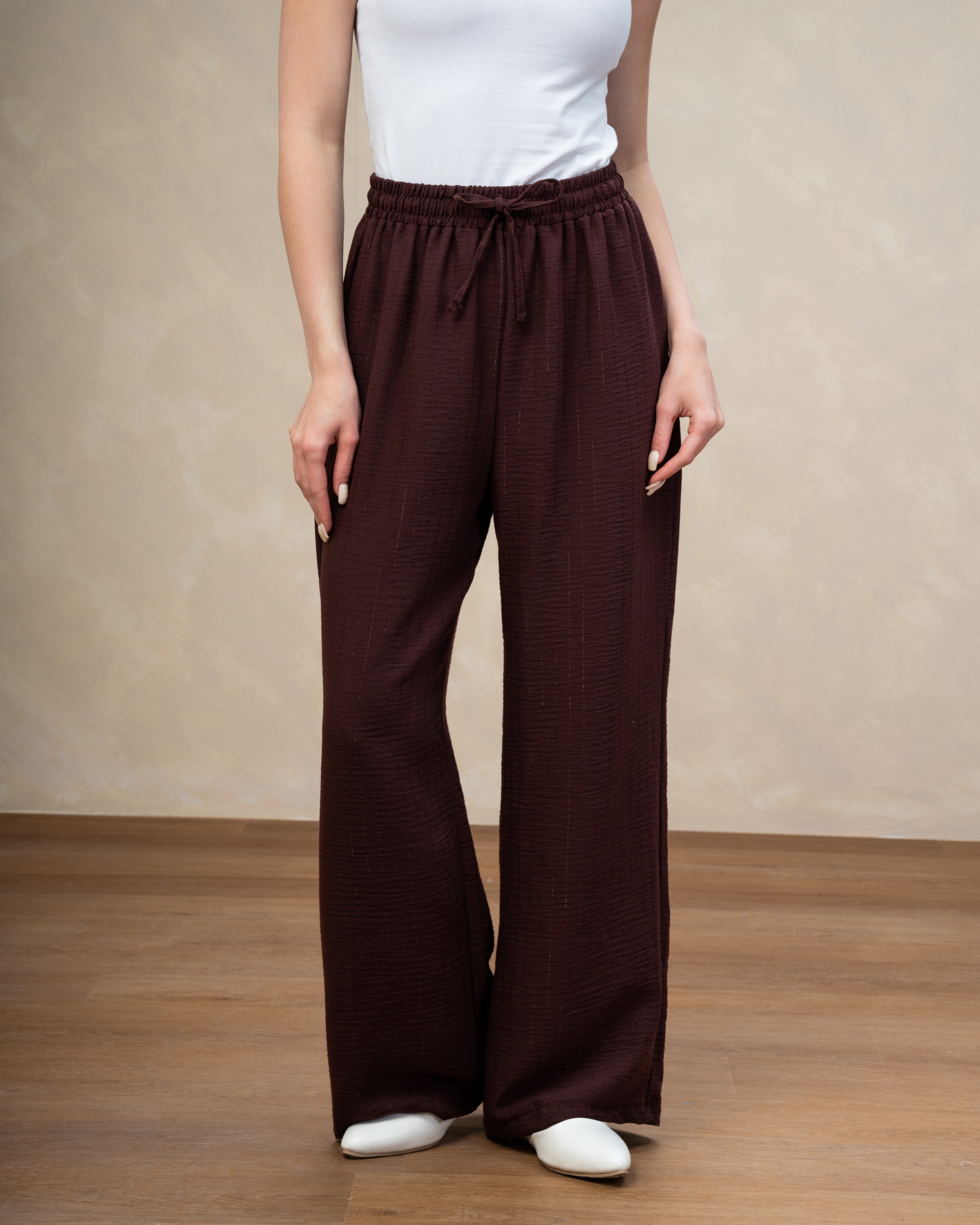 Striped Linen Trouser - With Subtle Gold Lines