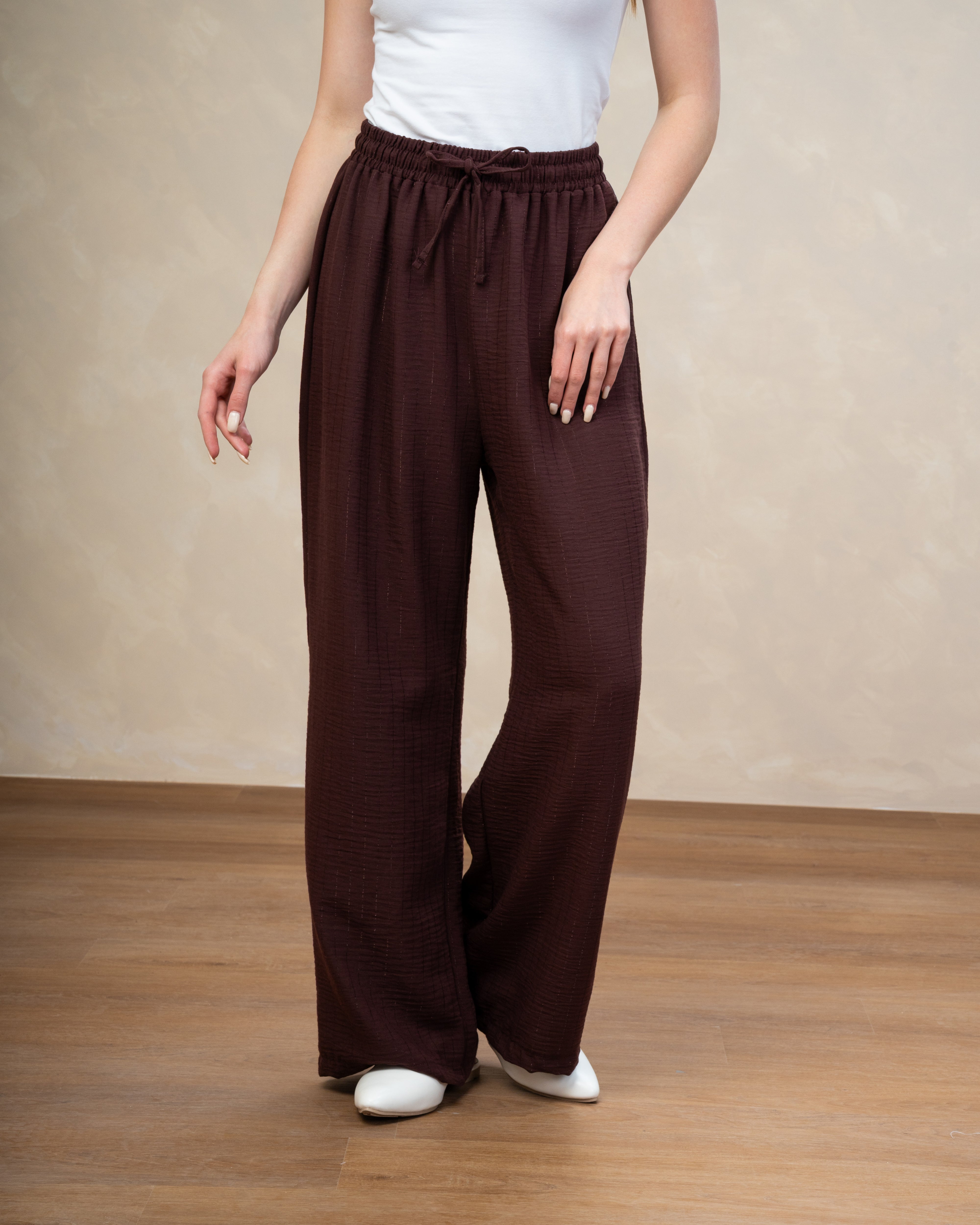 Striped Linen Trouser - With Subtle Gold Lines