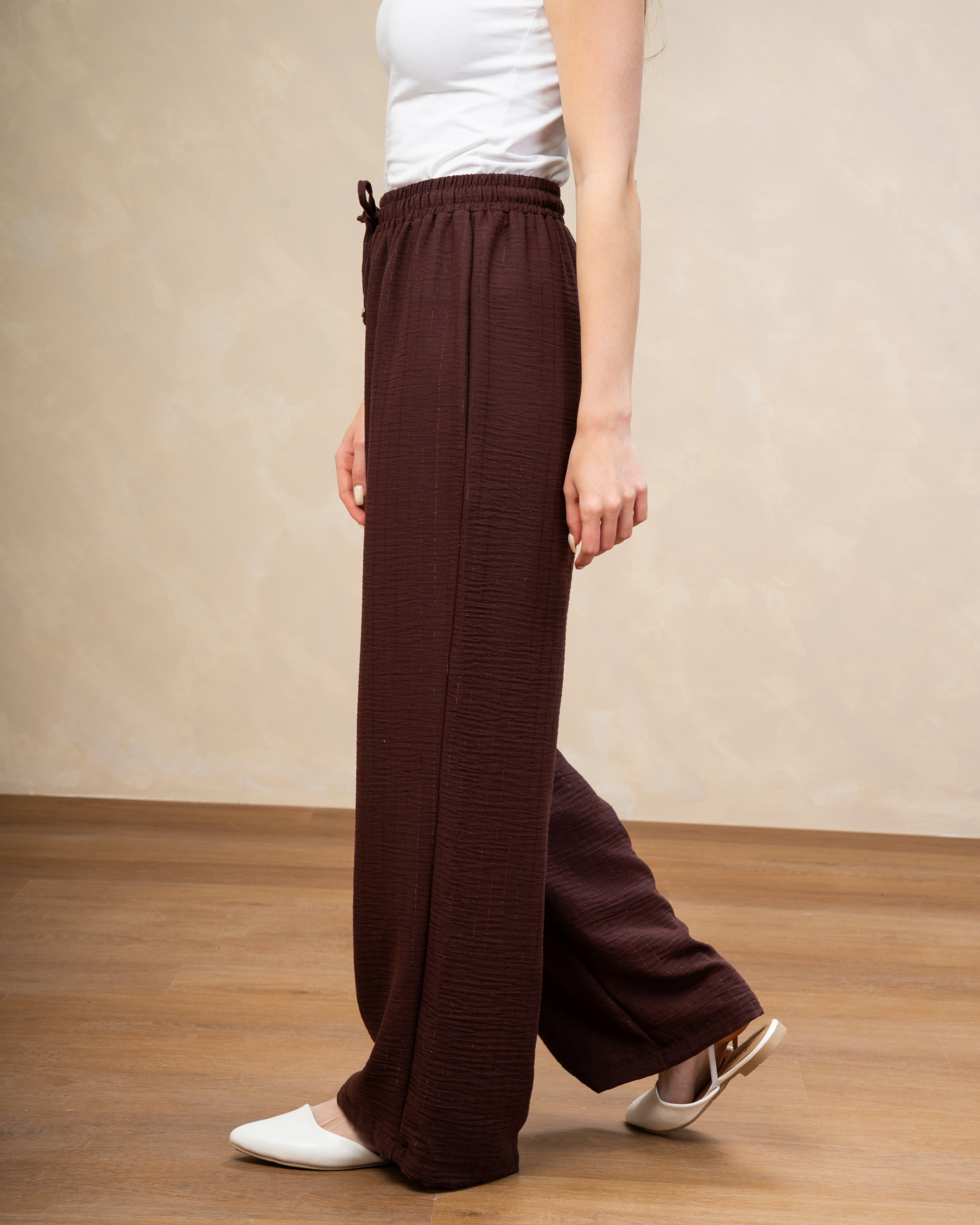 Striped Linen Trouser - With Subtle Gold Lines