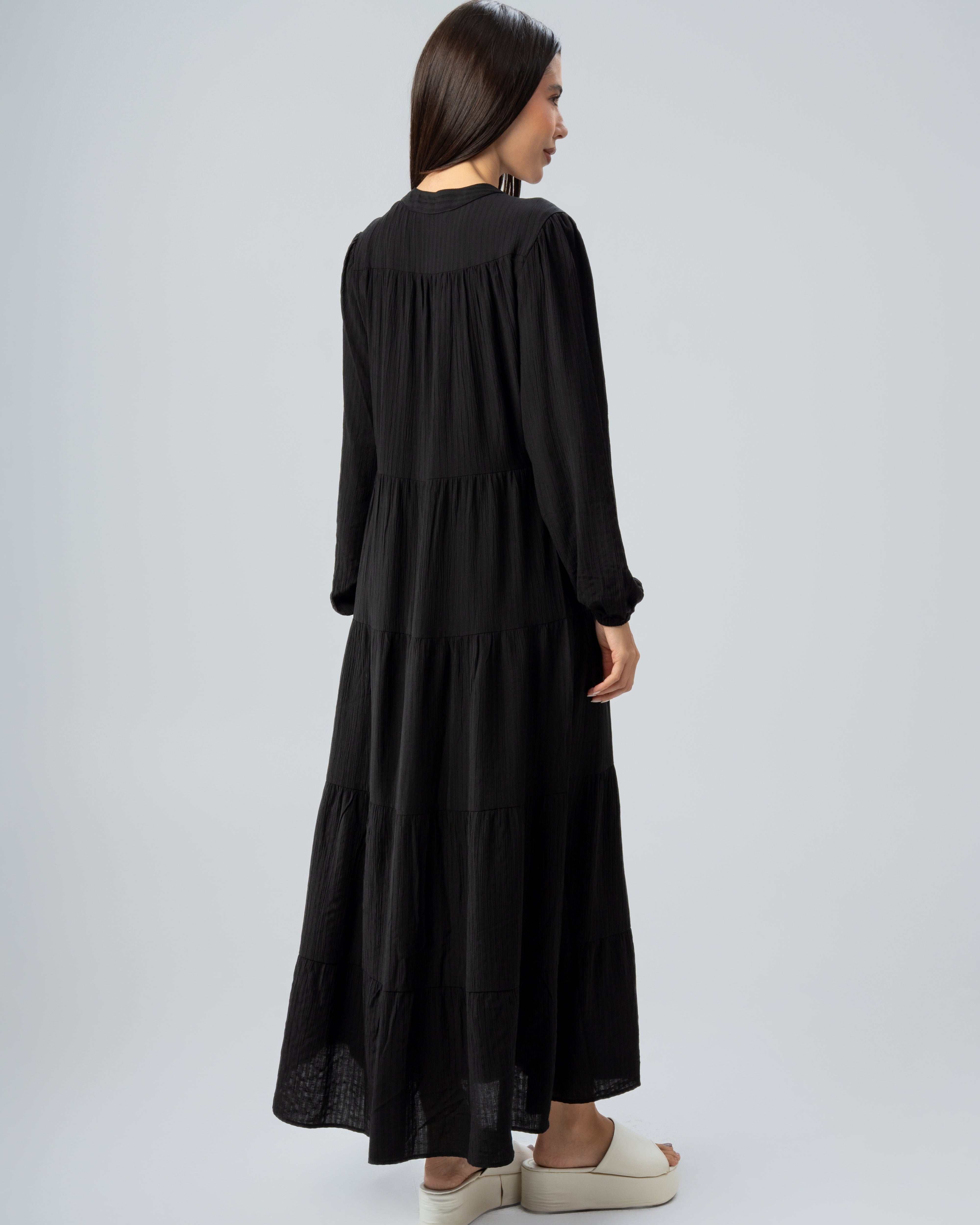 Long Plain Dress - With Chest Buttons
