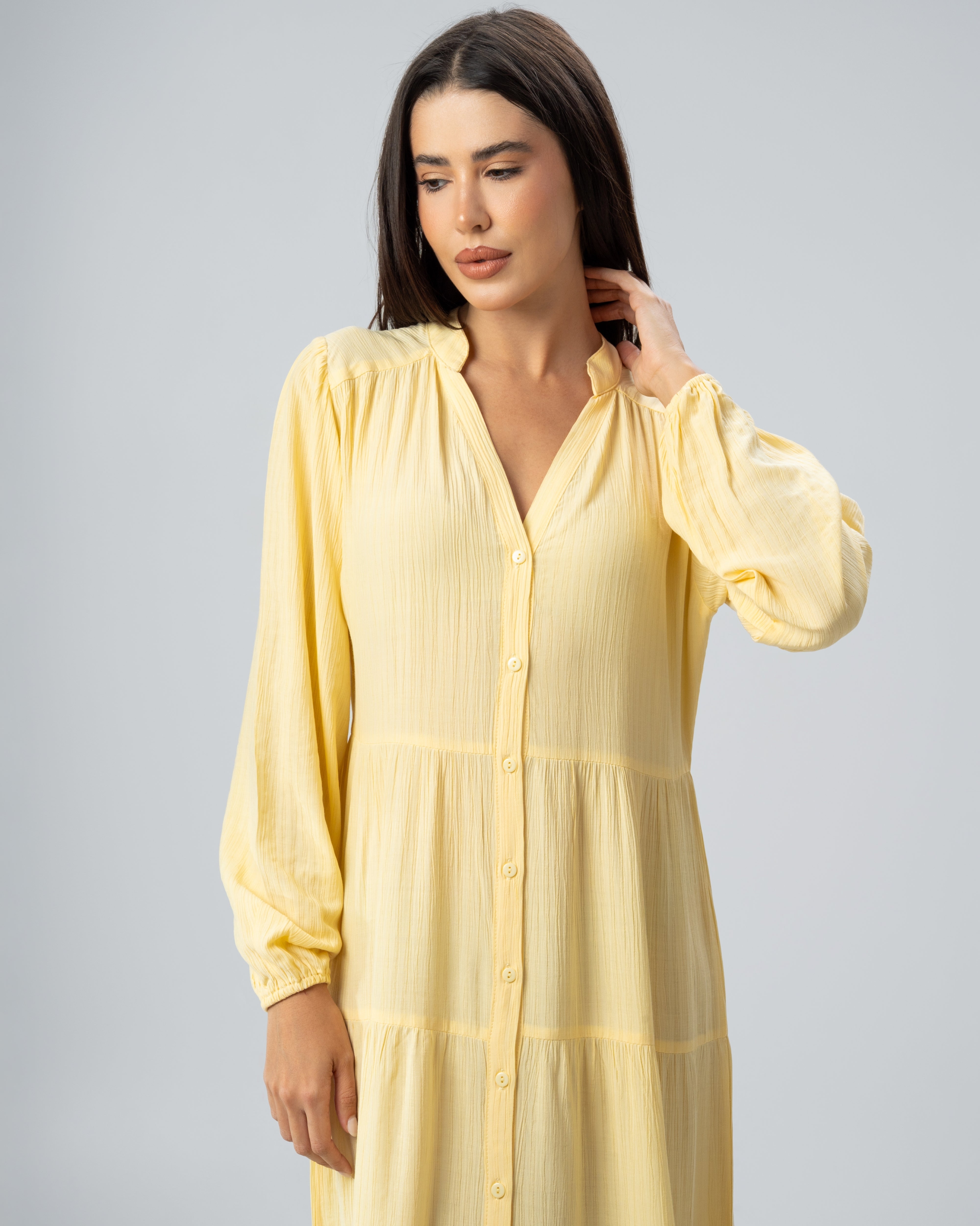 Long Plain Dress - With Chest Buttons