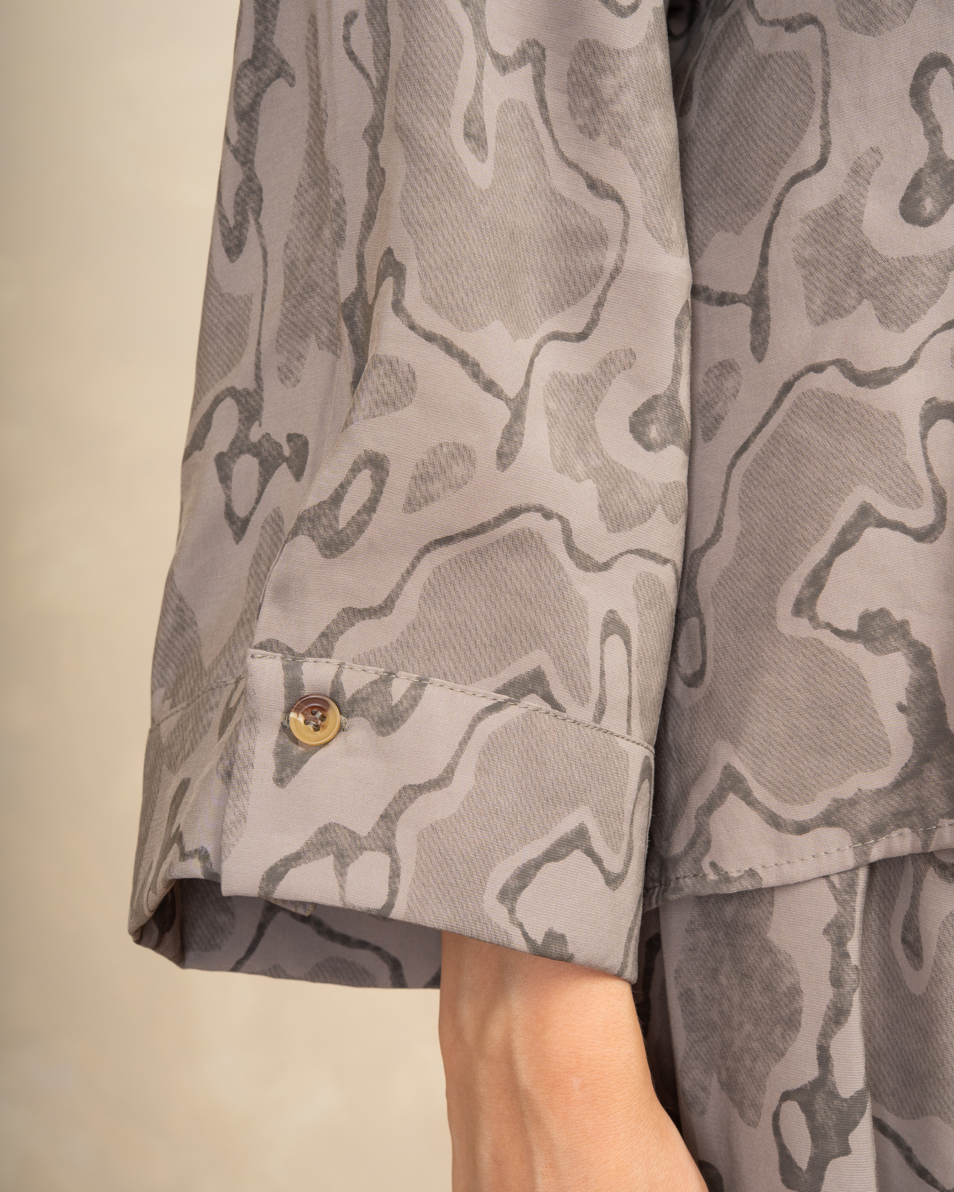 Wave Print Shirt With Chest Pocket