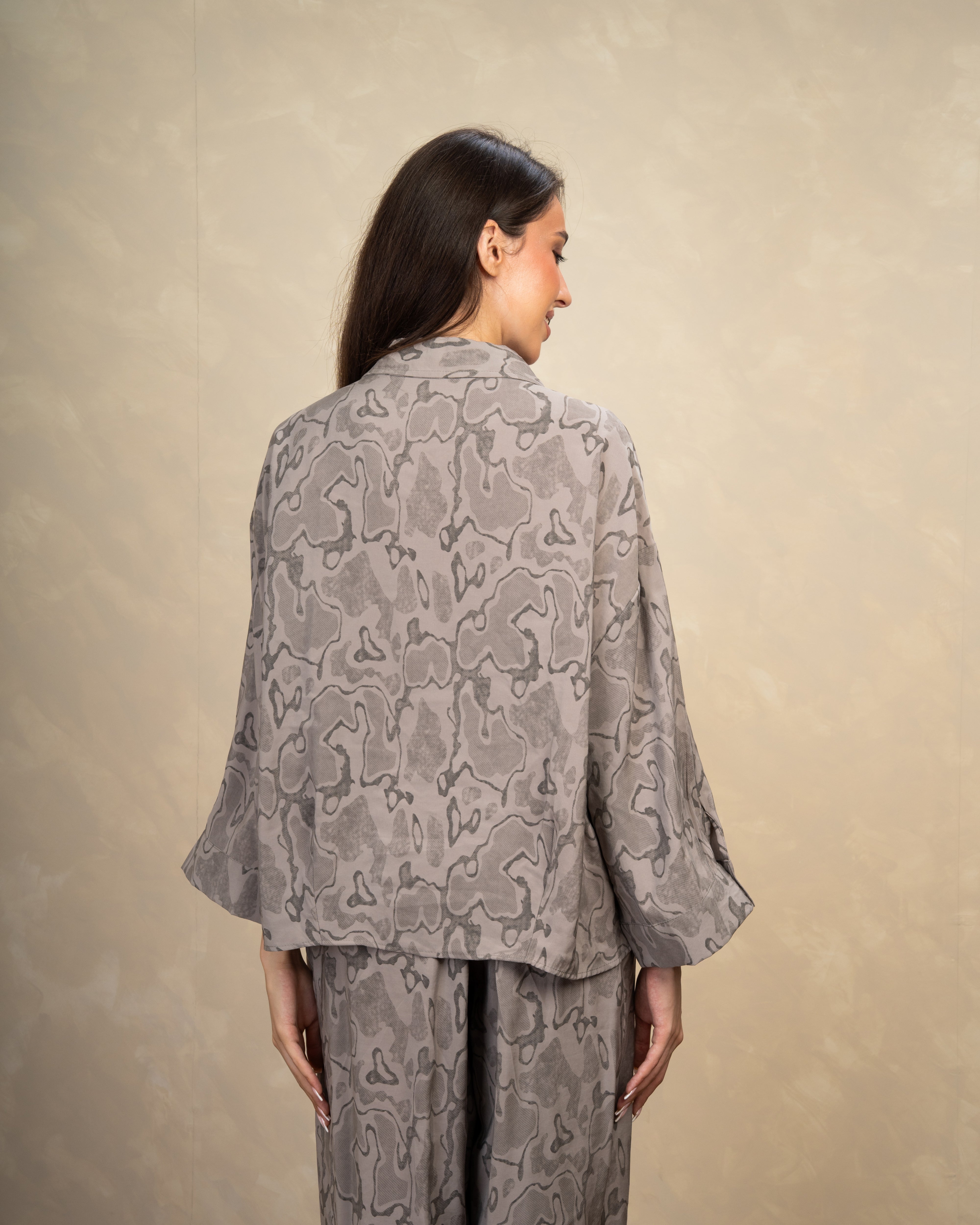 Wave Print Shirt With Chest Pocket