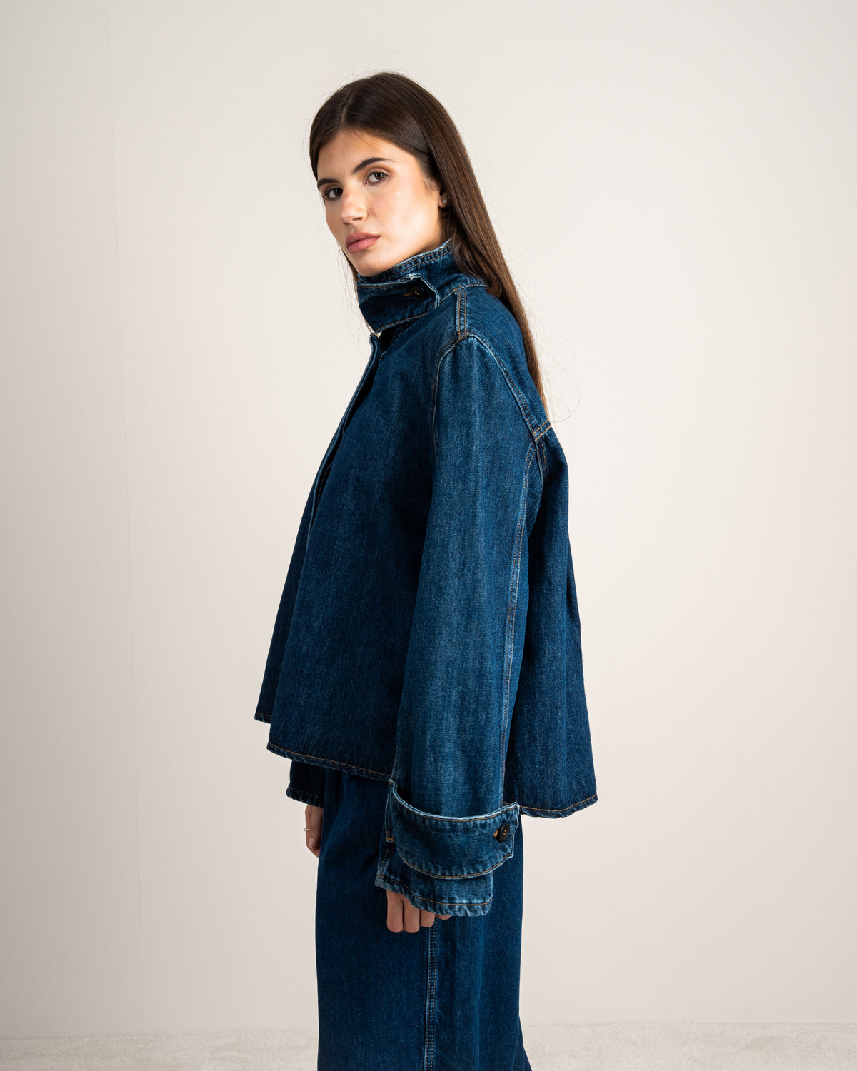 Denim Jacket With Black Buttons