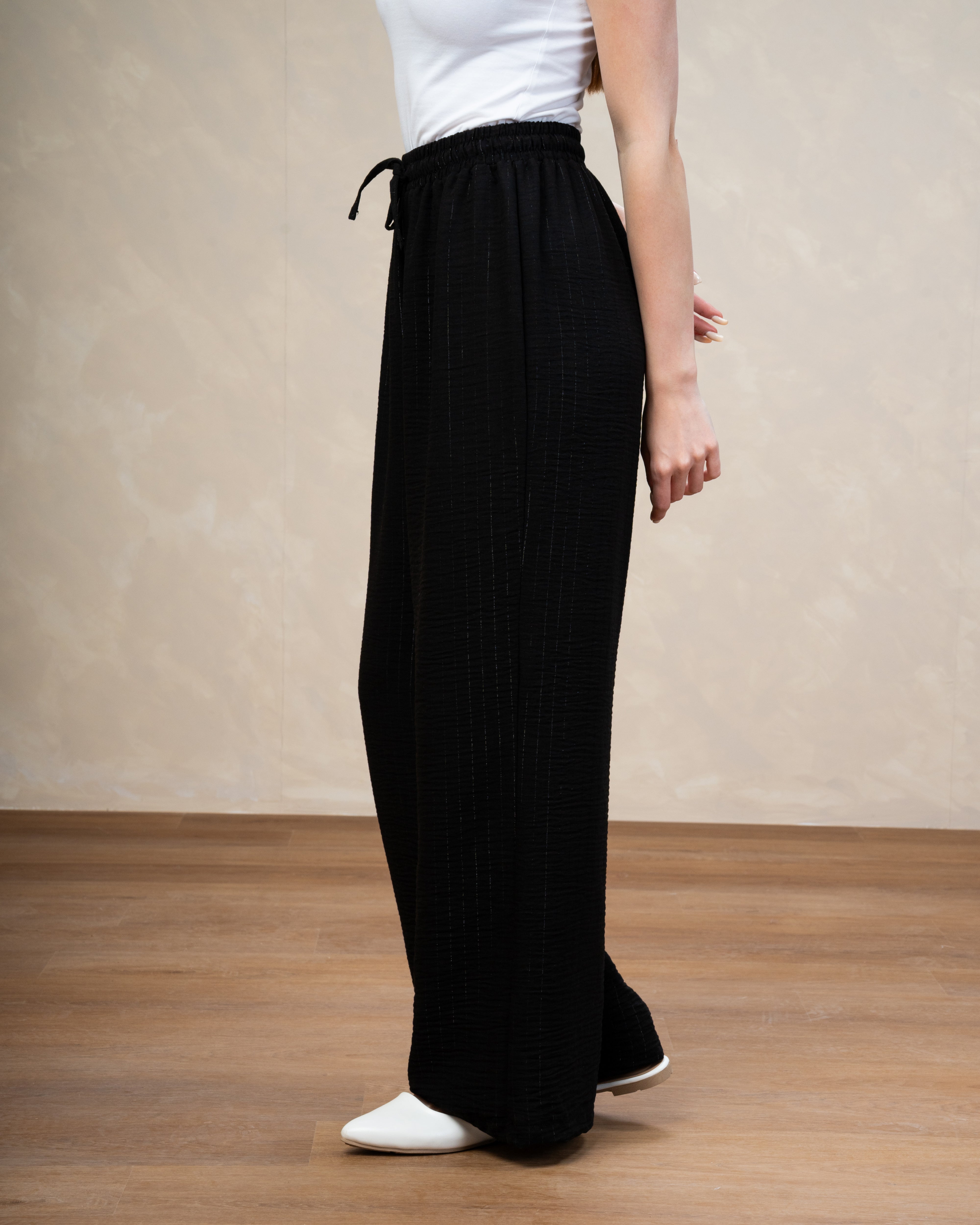 Striped Linen Trouser - With Subtle Gold Lines