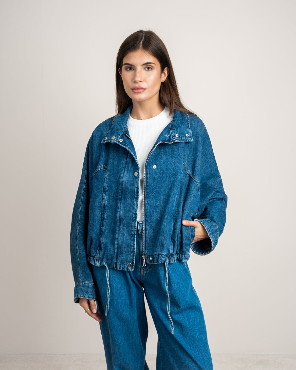 Denim Jacket With Snap Buttons