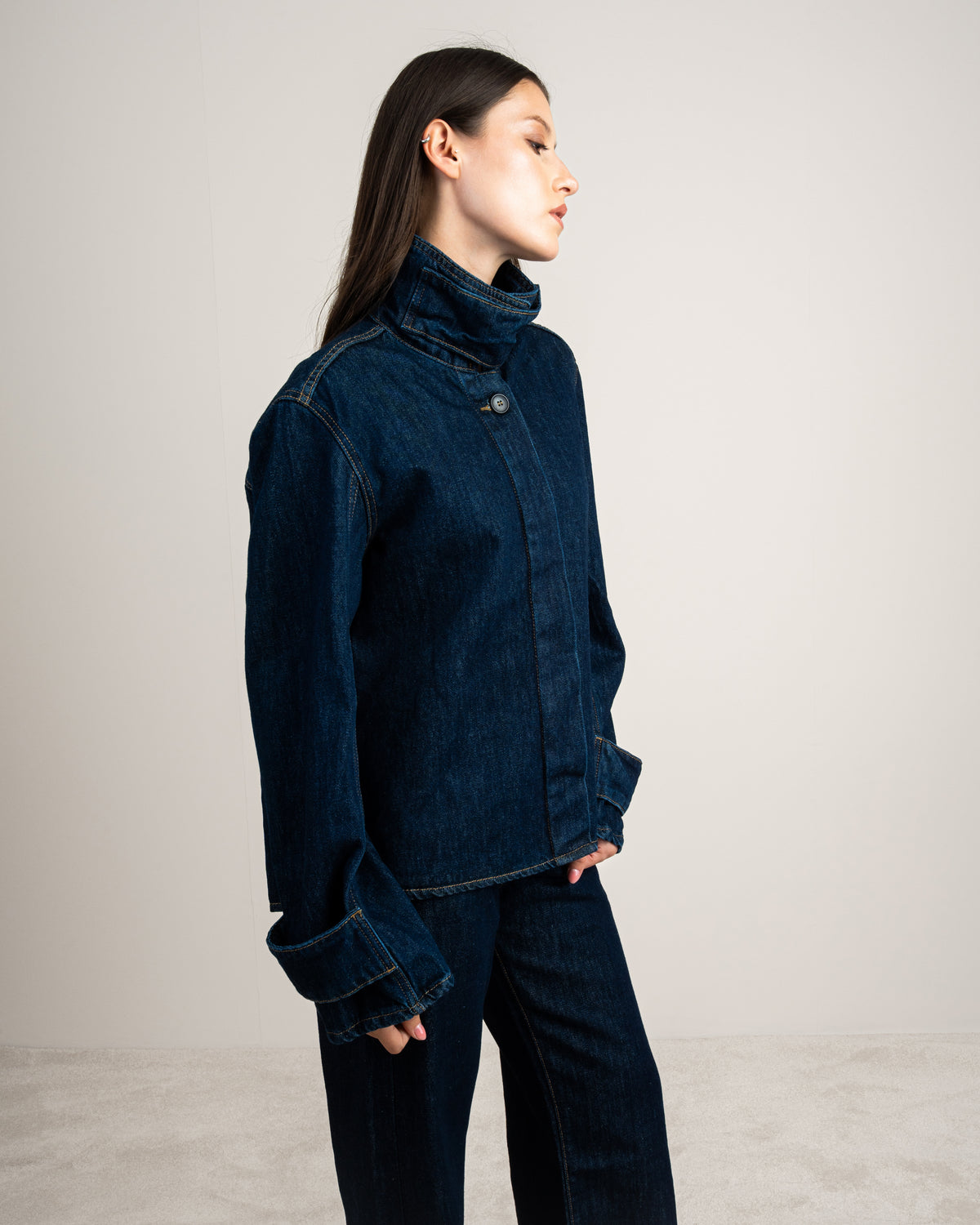 Denim Jacket With Black Buttons