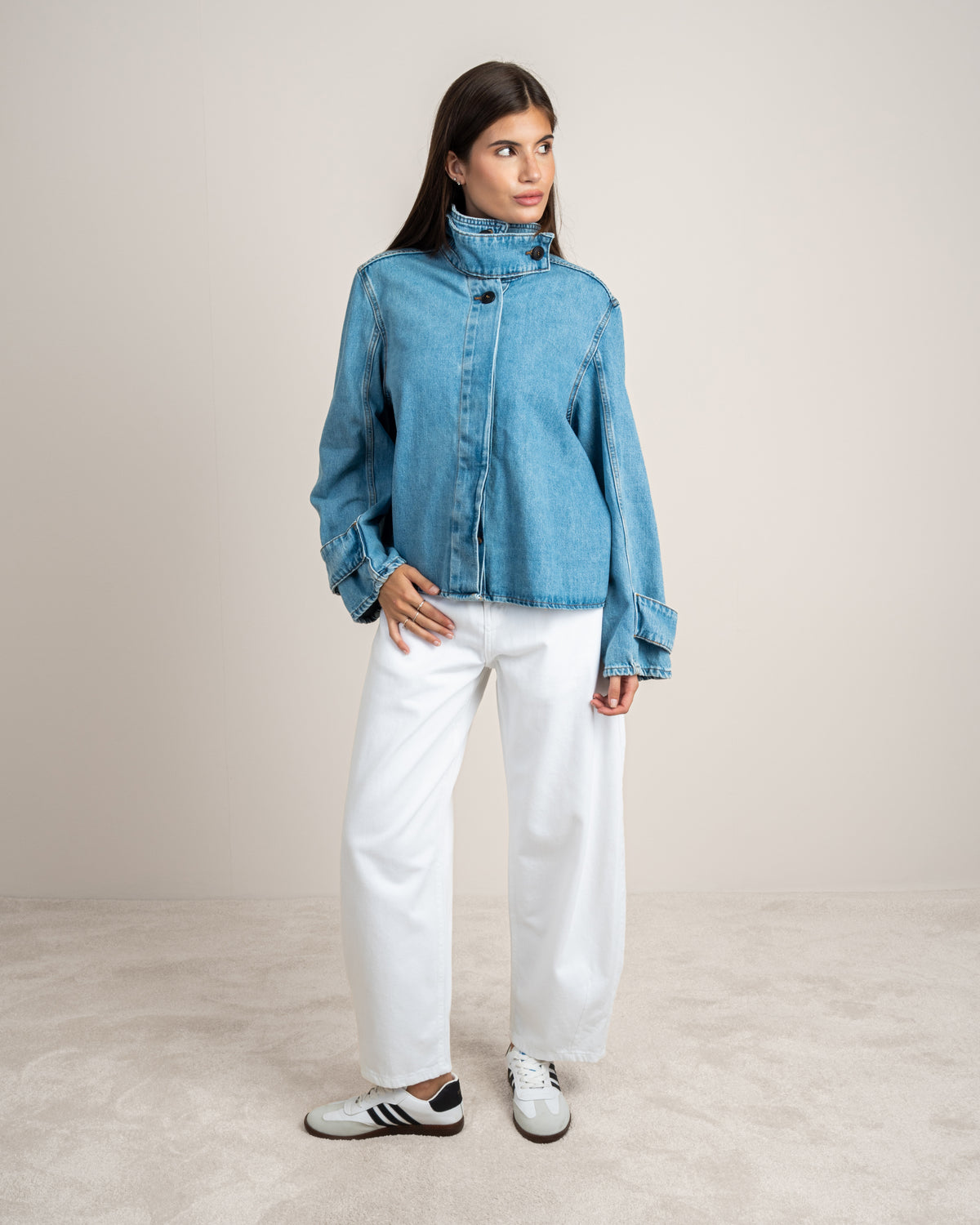 Denim Jacket With Black Buttons