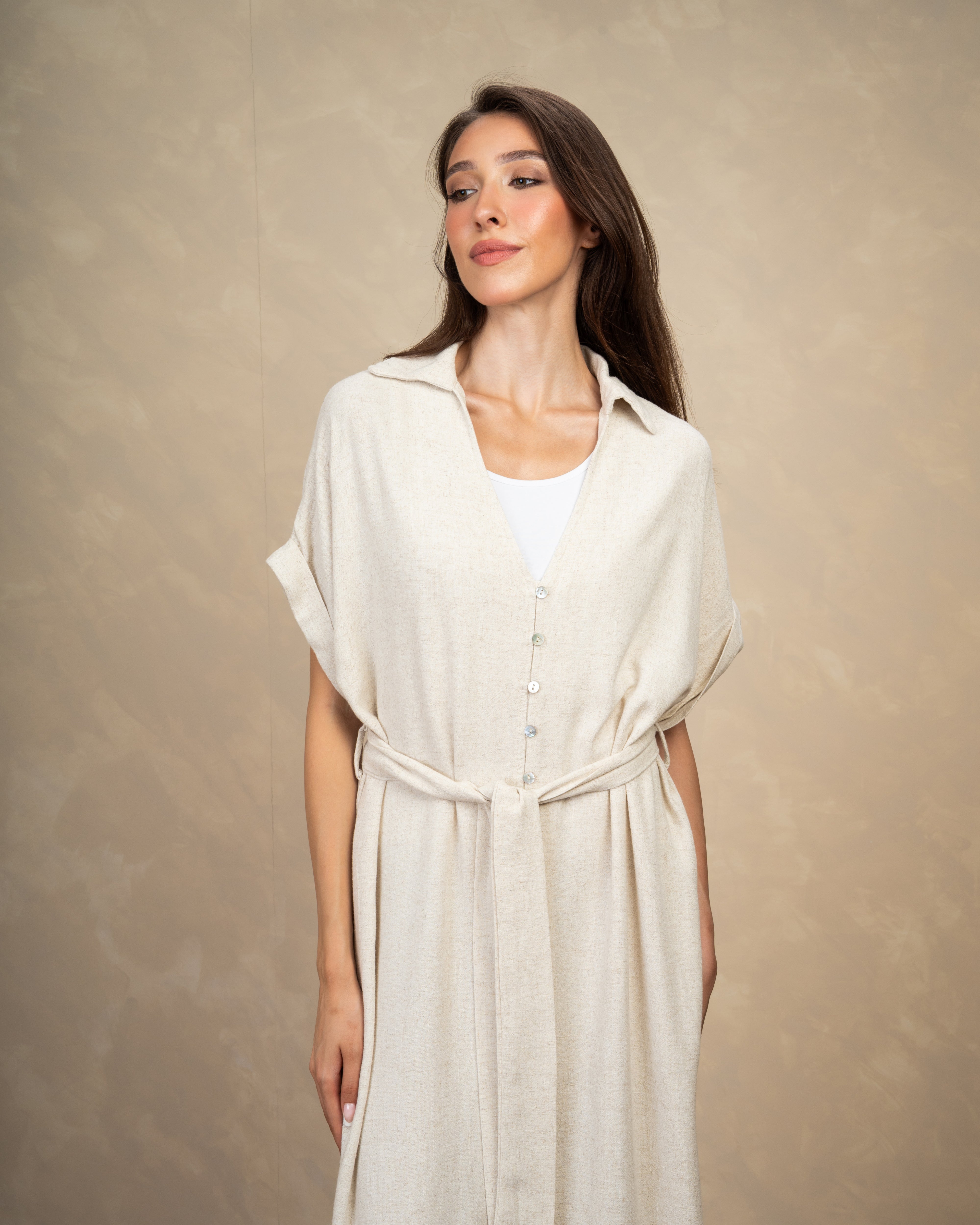 Minimal Belted Dress With Side Pockets