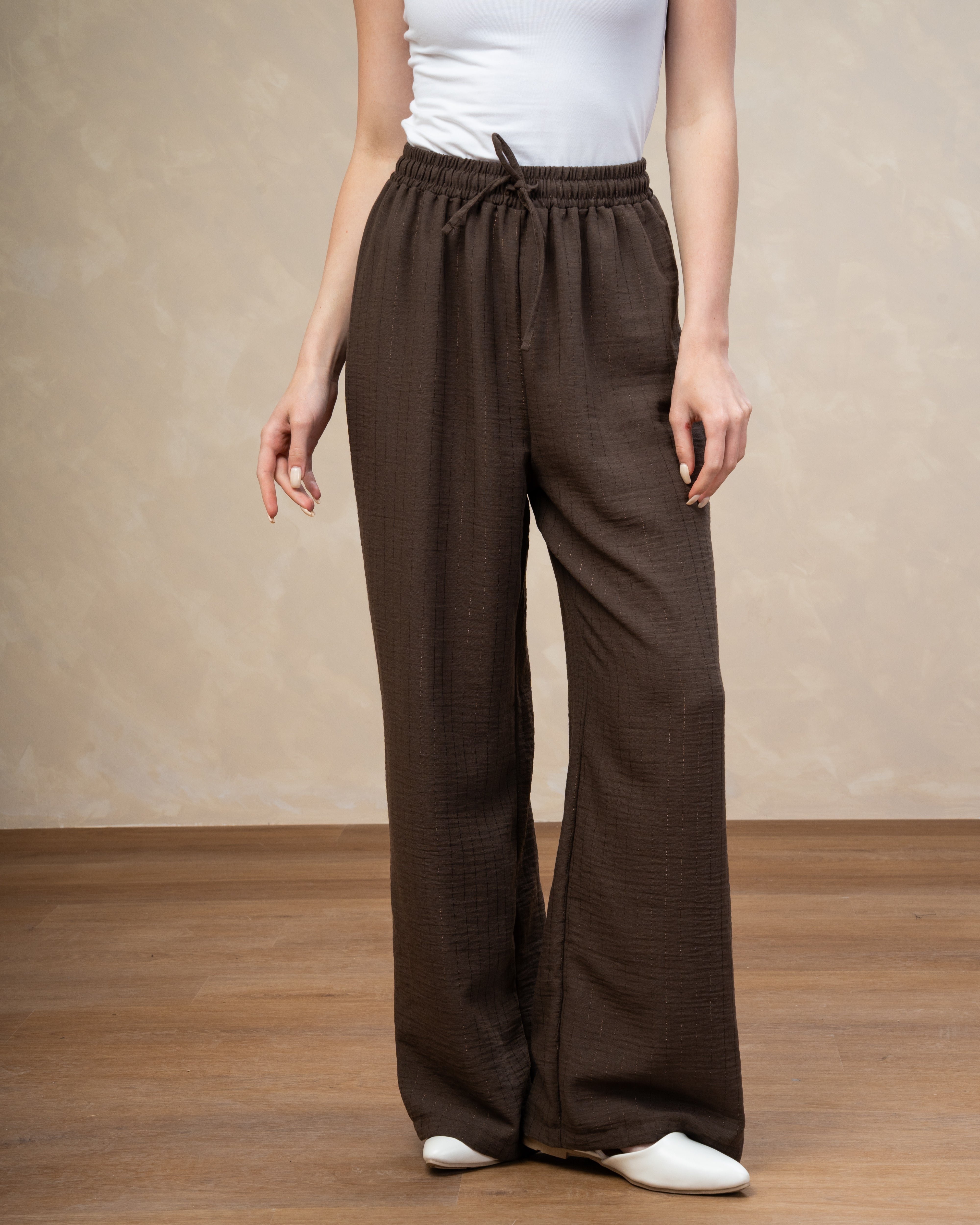 Striped Linen Trouser - With Subtle Gold Lines