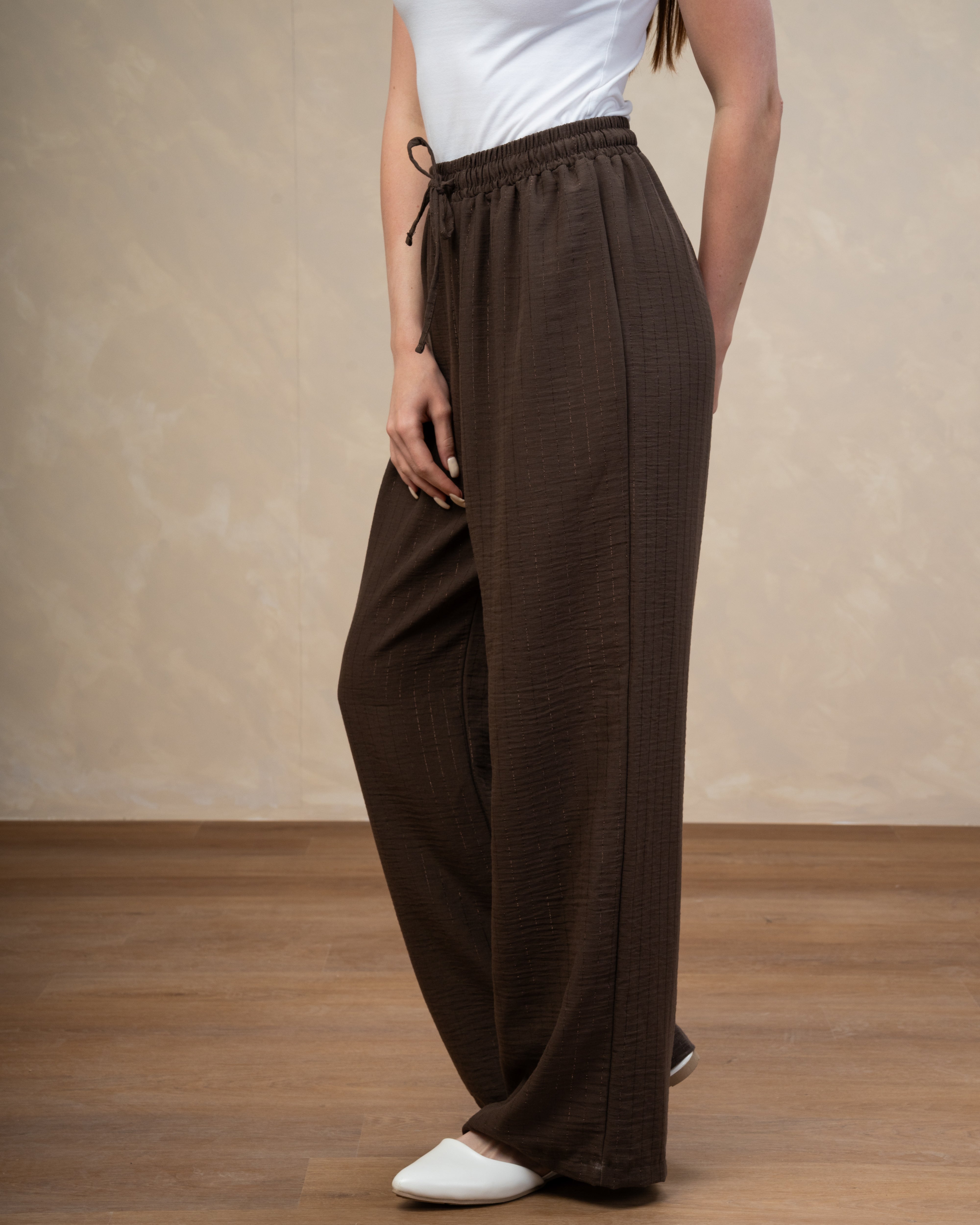 Striped Linen Trouser - With Subtle Gold Lines
