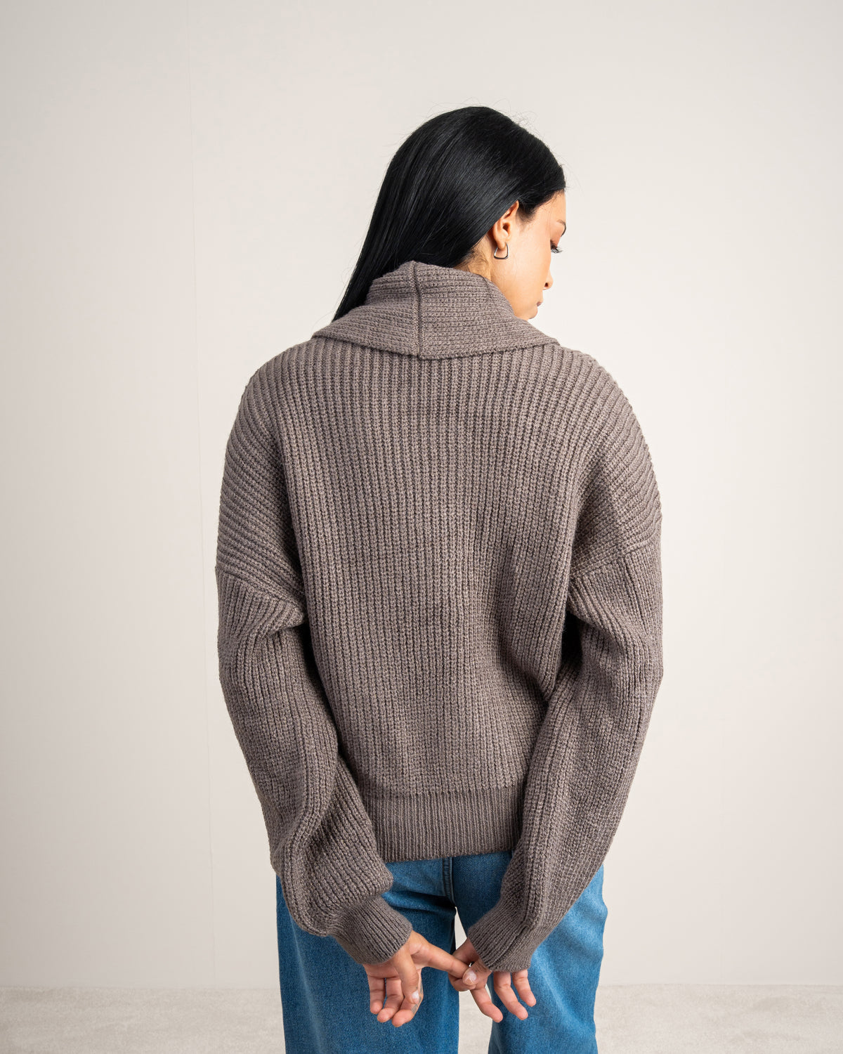 Wide Neck Knitwear Pullover - With Waist Buttons