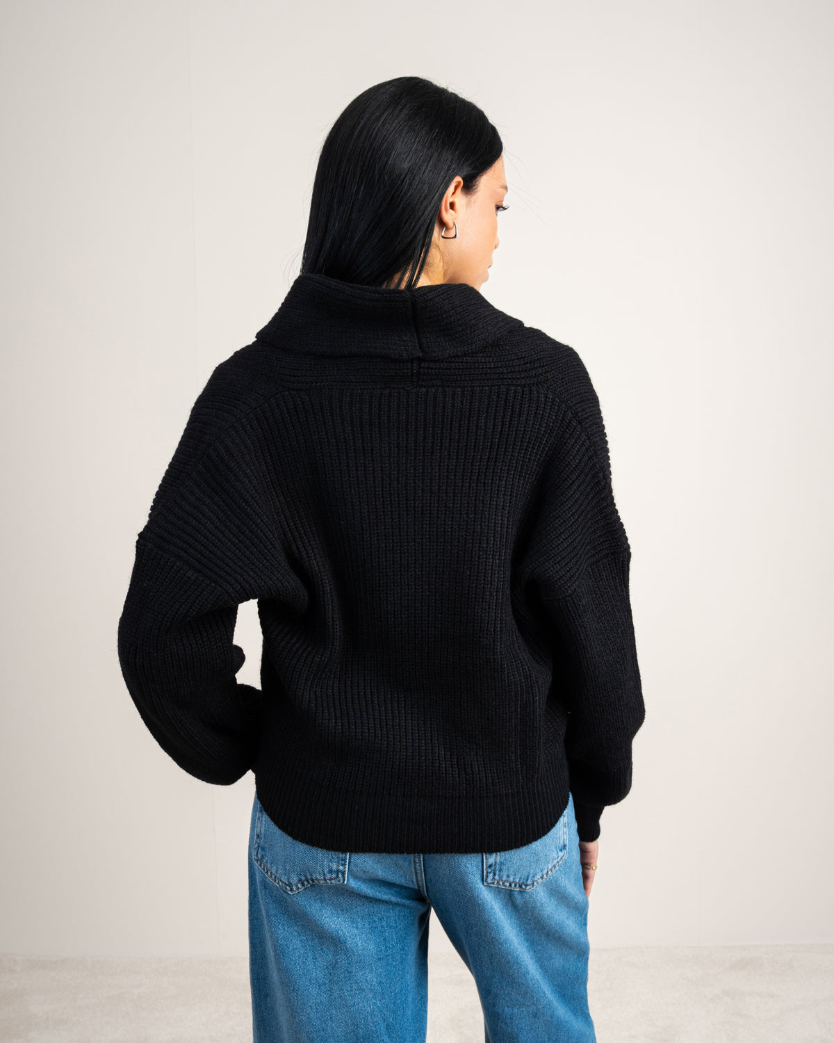 Wide Neck Knitwear Pullover - With Waist Buttons