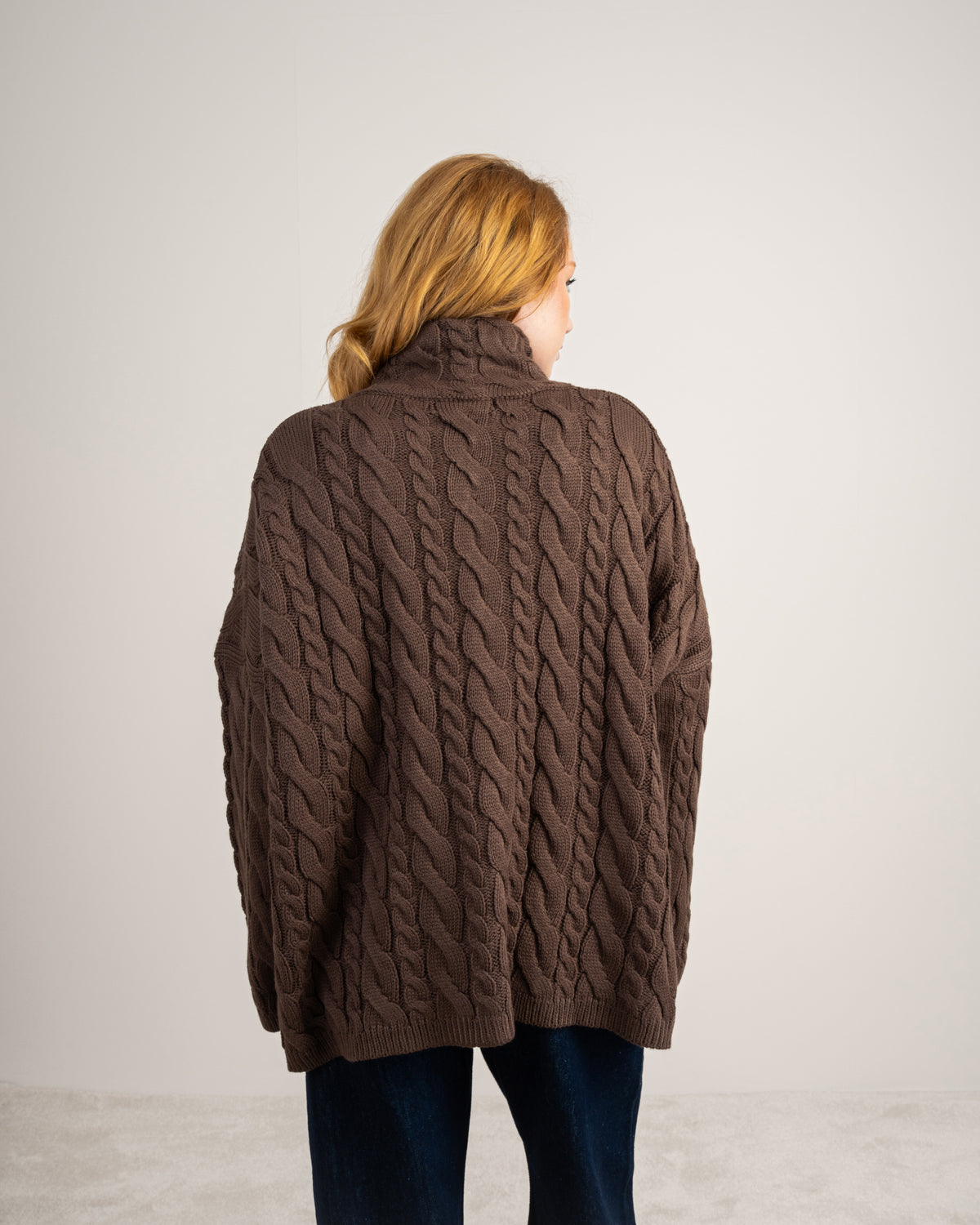 Cable Knitwear Pullover - With Zip Neck