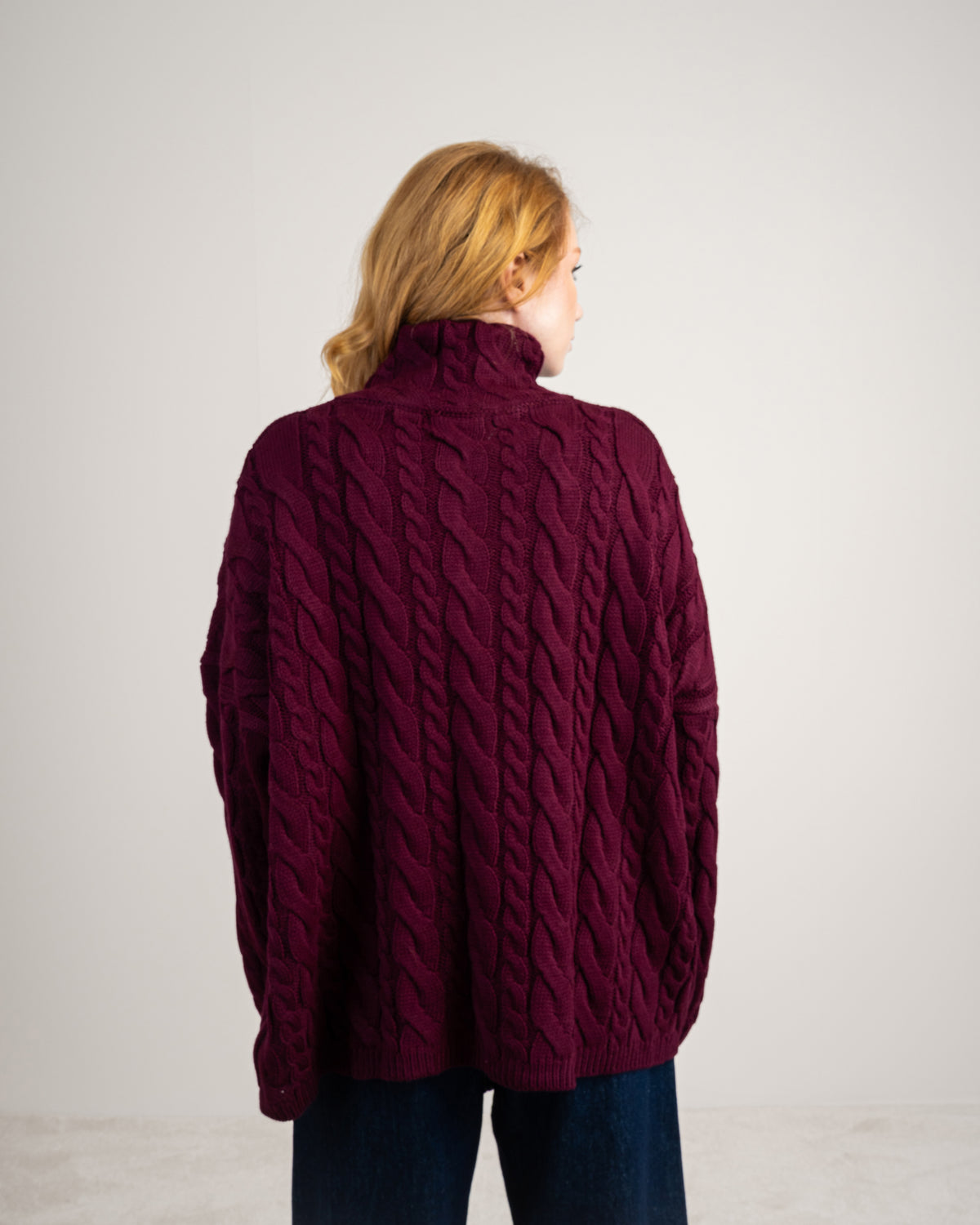 Cable Knitwear Pullover - With Zip Neck