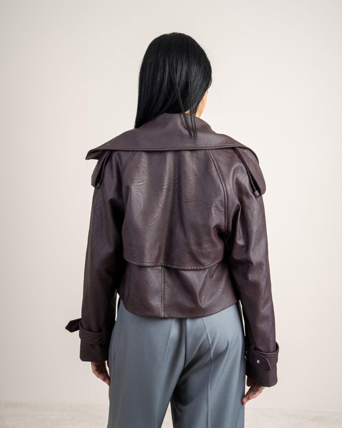 Cropped Leather Jacket - With Welt Pockets