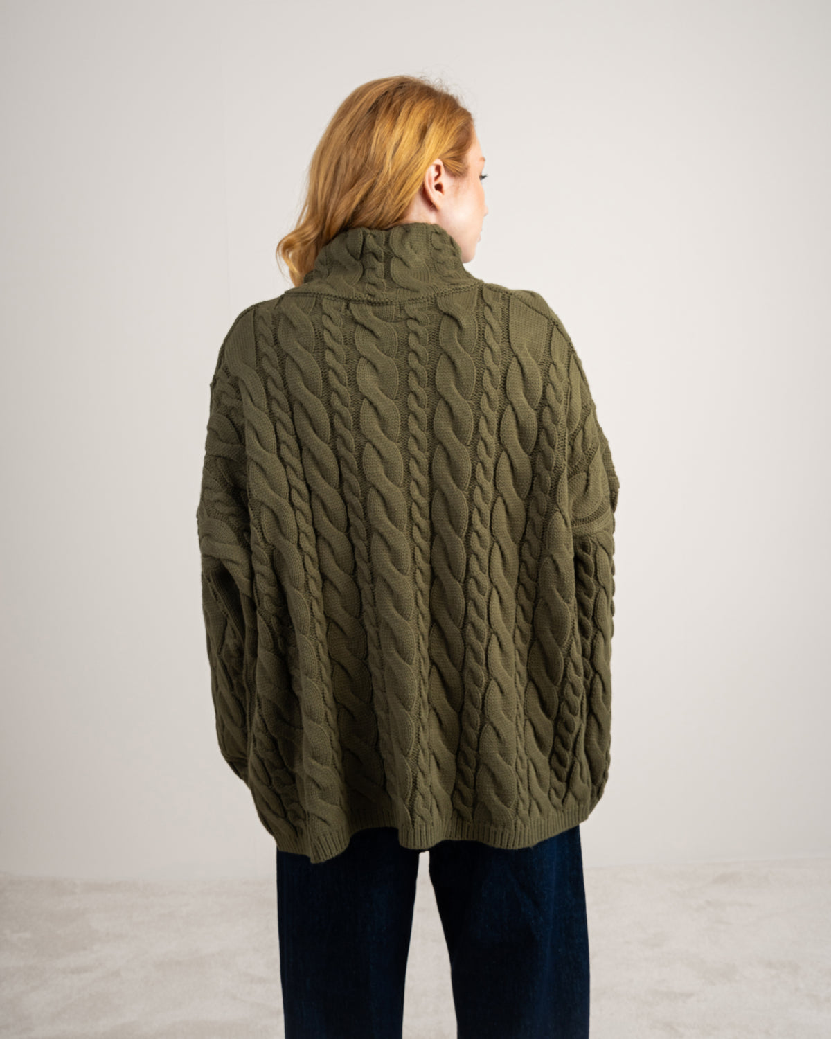 Cable Knitwear Pullover - With Zip Neck