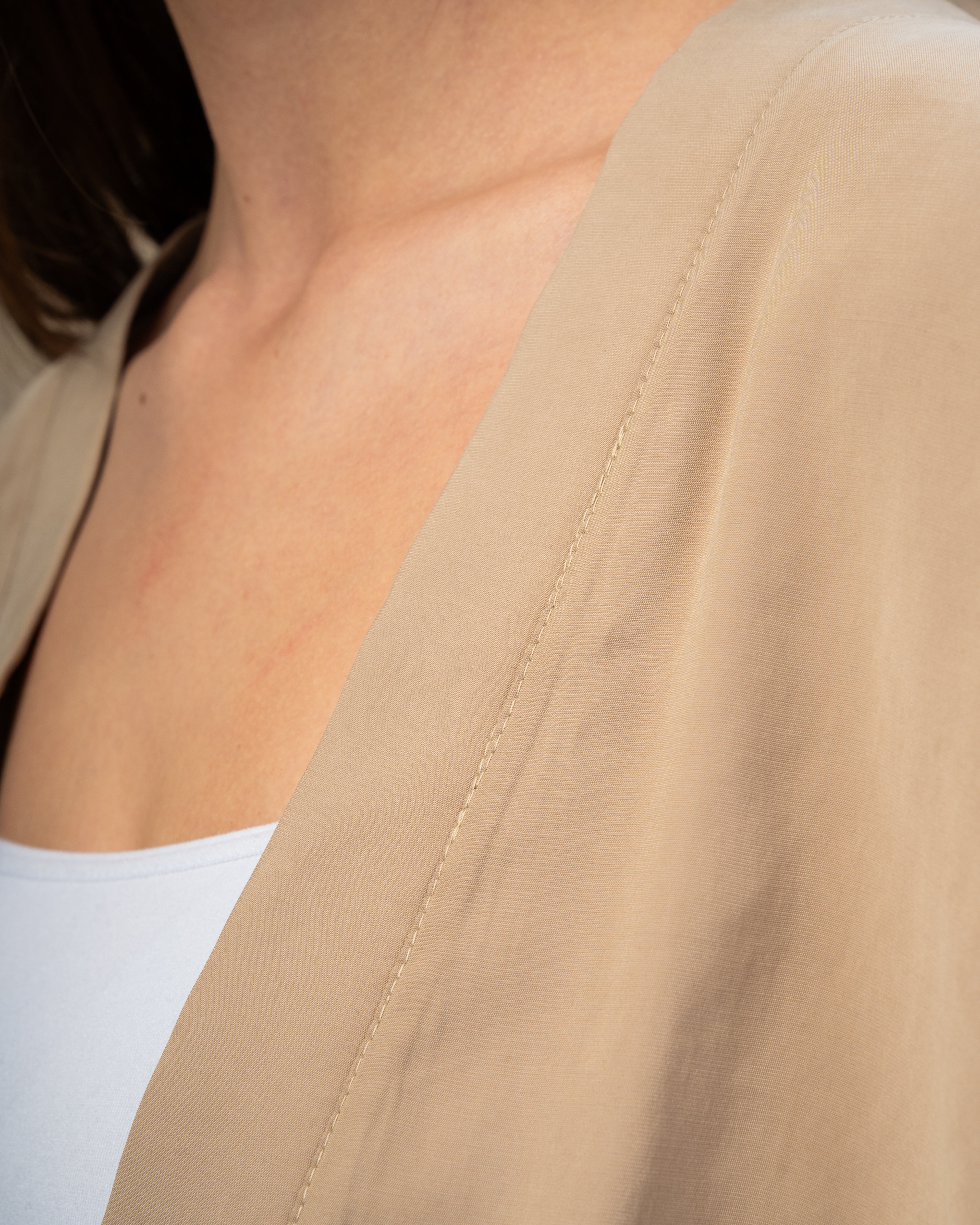 Short Plain Blouse - With Elastic Waist