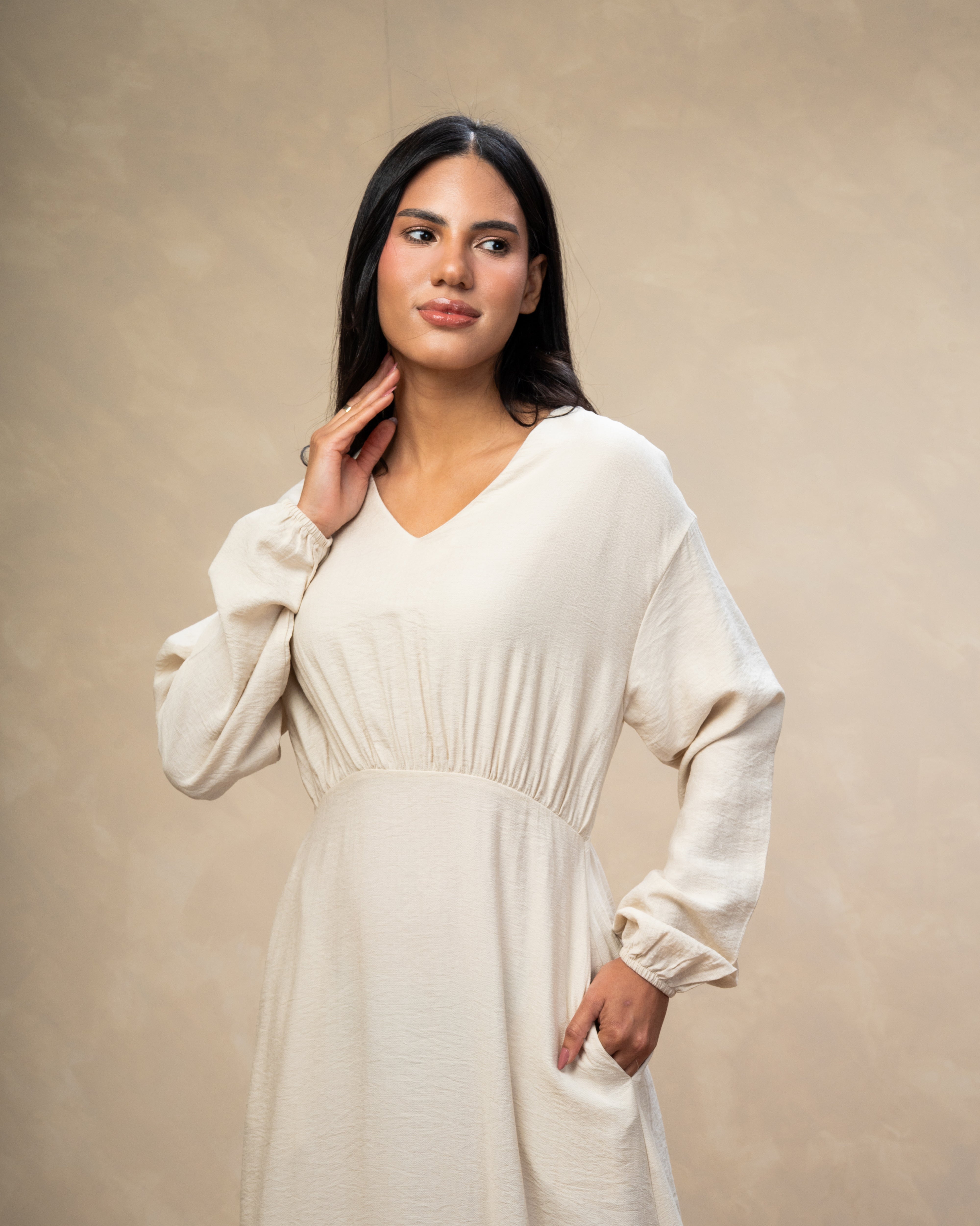 Elegant Long - (V-Neck) Dress