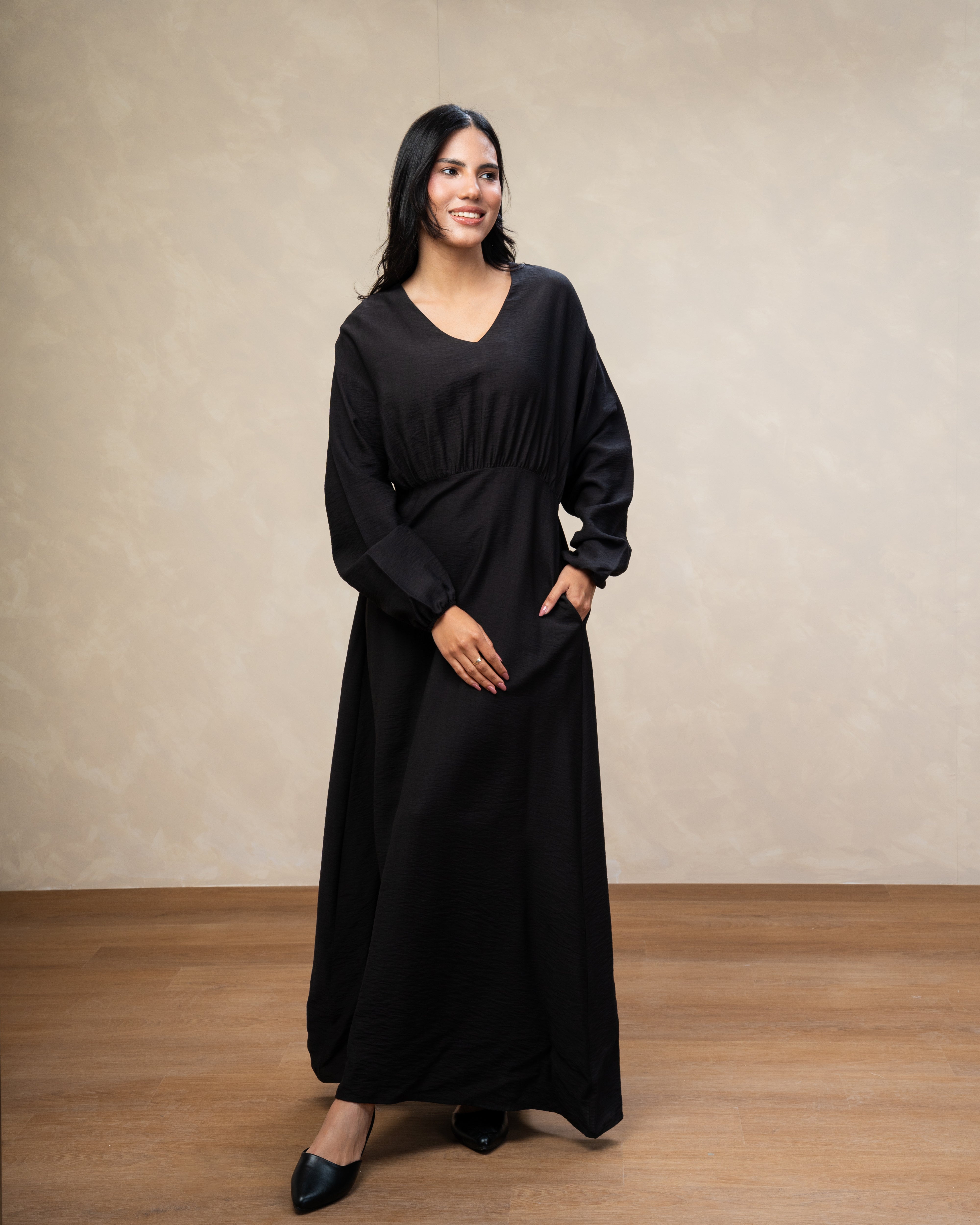 Elegant Long - (V-Neck) Dress